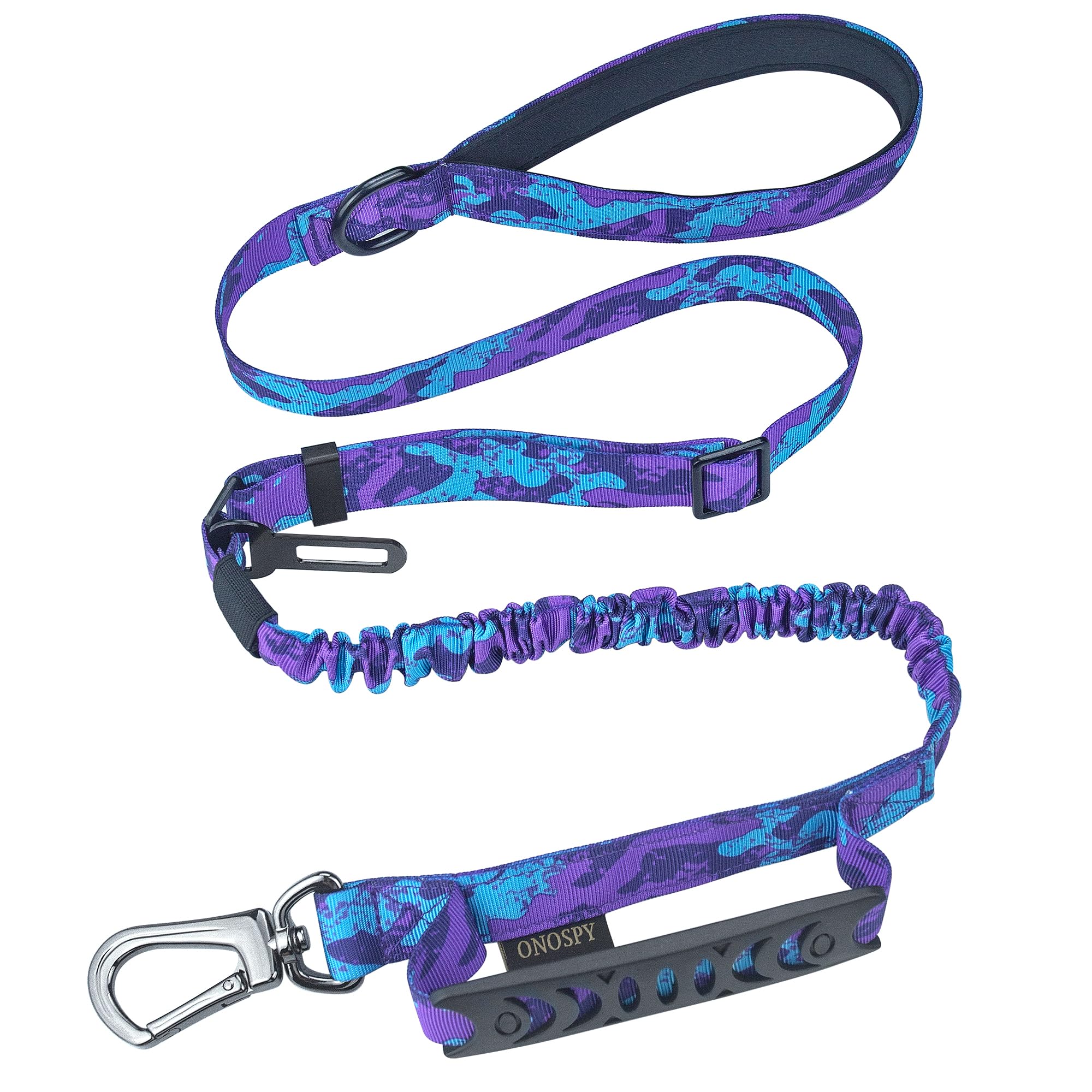 Heavy Duty Tactical Dog Leash 4-6FT - Strong Bungee Leash for Large Dogs Up to 150lbs - Reflective Dog Leash with Car Seat Belt Clip - Perfect for Training, Walking & Hiking with Small, Medium & Large Dogs