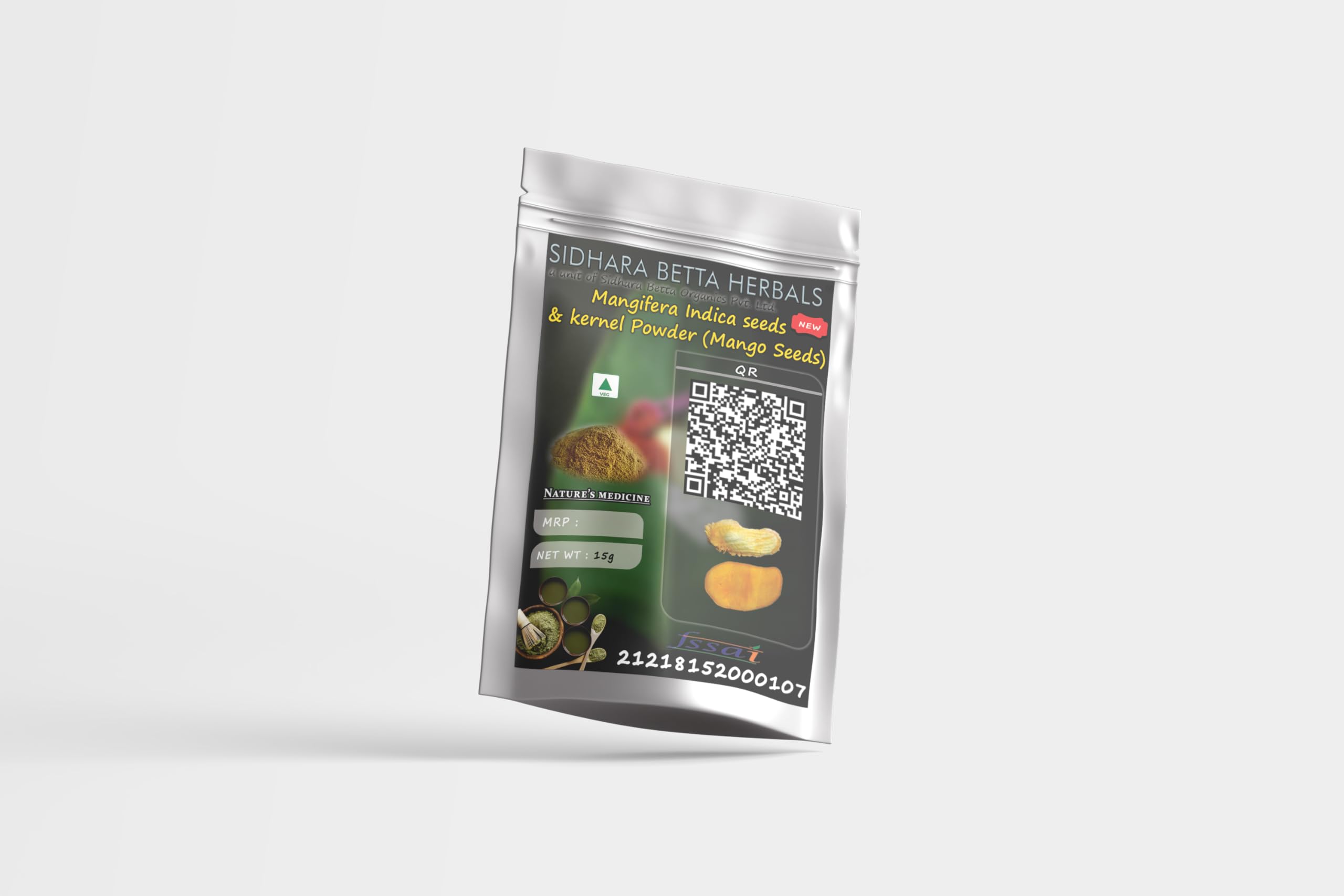 SIDHARA BETTA HERBALS Pure Mangifera Indica Seeds & Kernel Powder | 100% Natural Mango Seed & Kernel Powder | Pack of 1 | for Skin Care, Hair Growth & Ayurvedic Remedies