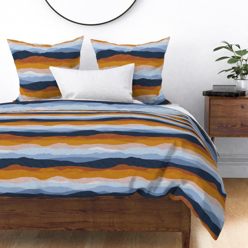 Premium Cotton Sateen Duvet Cover King/California King - Desert Landscape Western Sunrise Mountain Print Custom Bedding | Soft Luxury Bedroom Decor for Master Suite, Guest Room & Vacation Homes