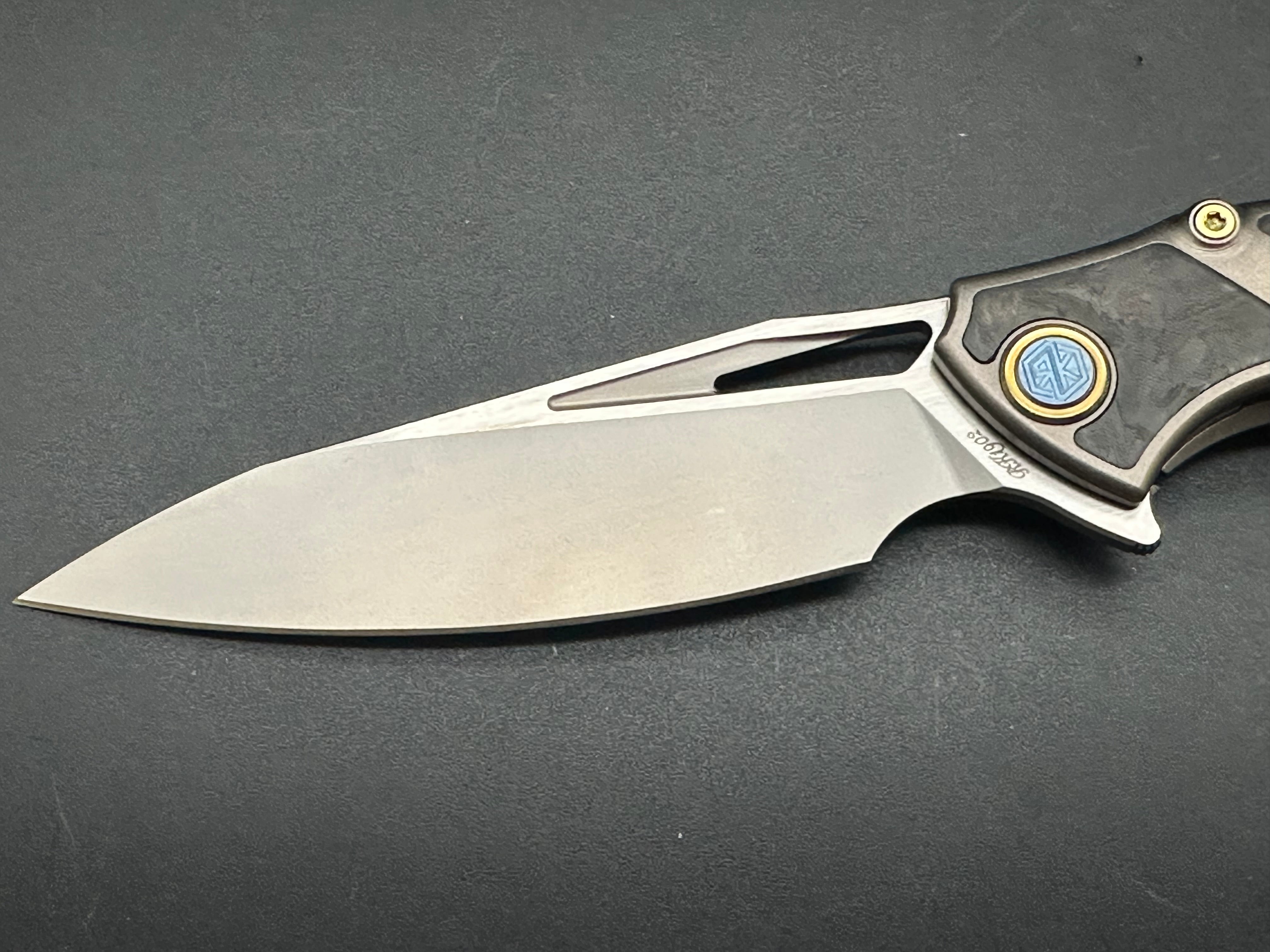 Rike Knife 1902 RCF - Titanium Frame & Red Carbon Fiber Scales with M390 Blade - Premium EDC Folding Knife for Outdoor, Camping, and Survival