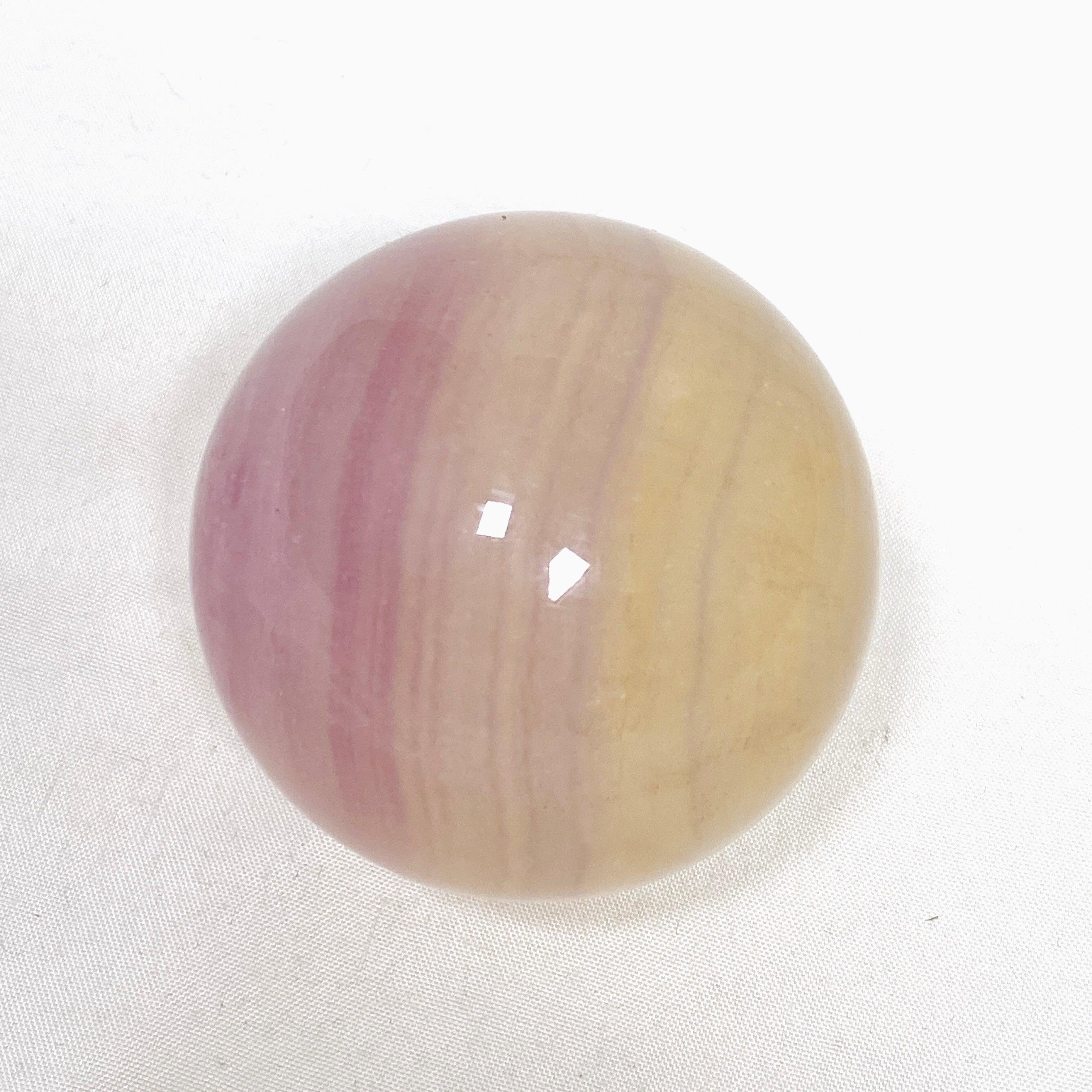 Natural Pink and Yellow Fluorite Crystal Sphere - 12