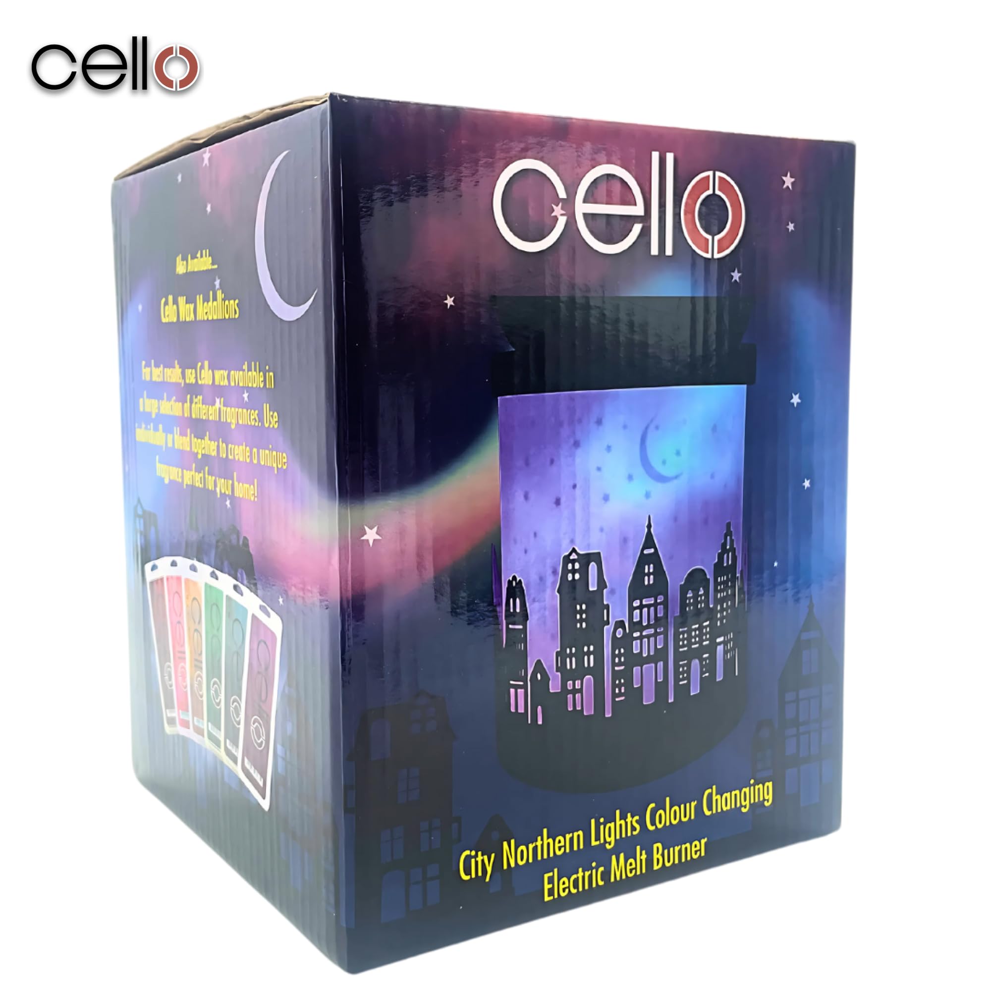 Premium Cello City Northern Lights Electric Wax Melt Burner - Aromatherapy & Home Fragrance for Relaxation, Spa, Yoga, and Meditation