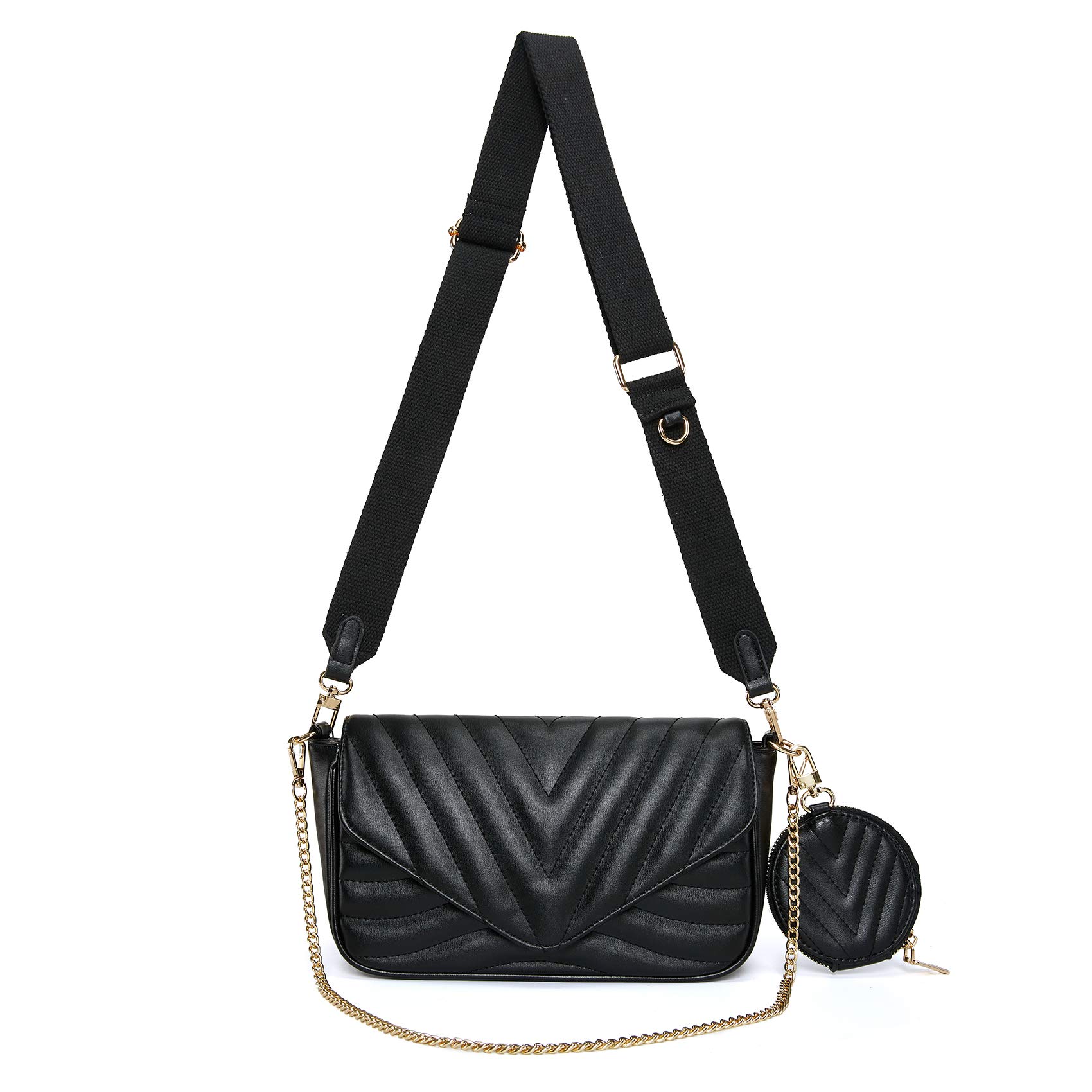 Stylish Quilted Crossbody Bag for Women - Multi Pochette Designer Purse with Detachable Coin Purse (Includes 2 Sizes) | Perfect for Everyday Use, Travel & Shopping