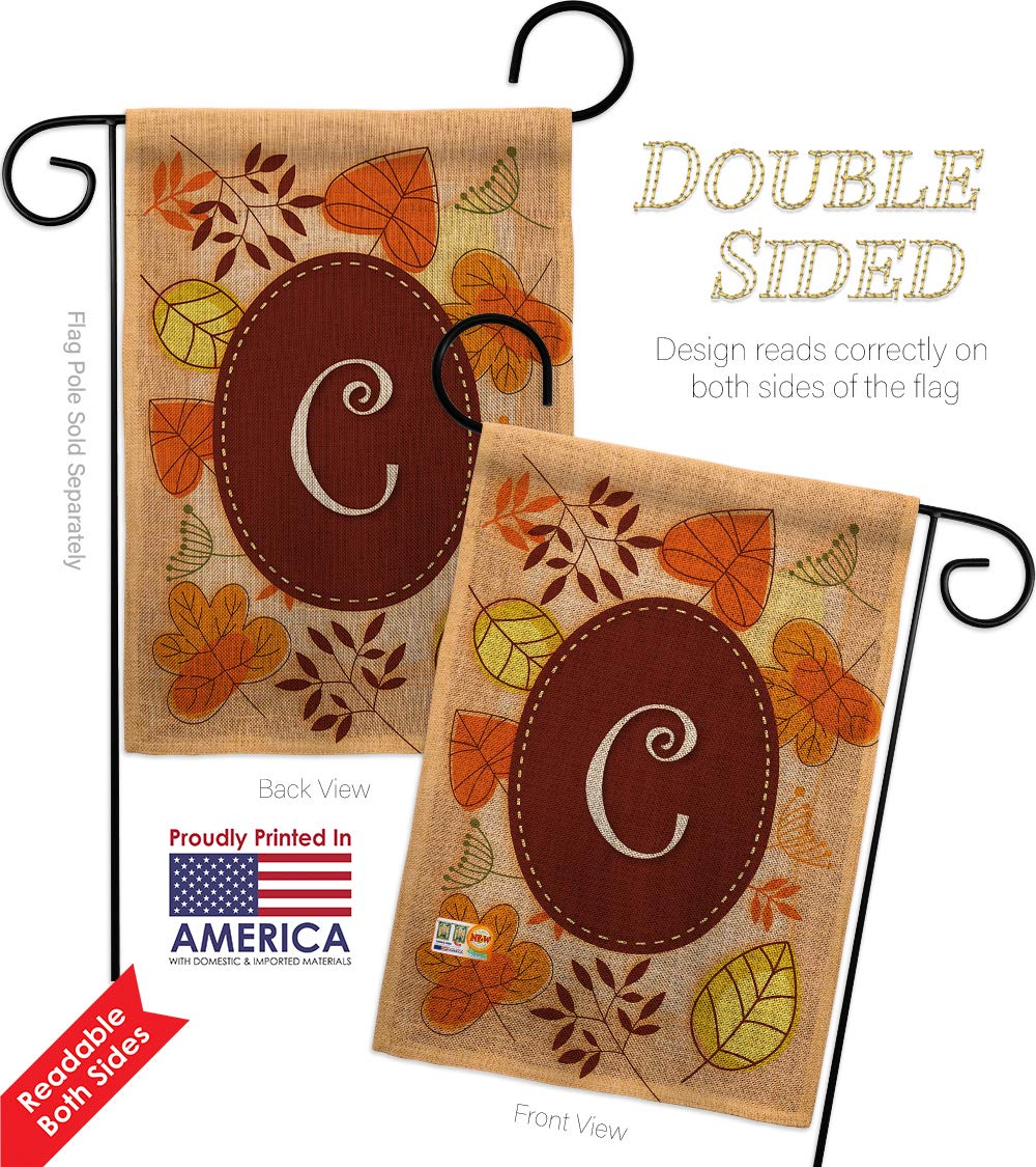 Harvest Monogram Garden Flag Set - Fall Scarecrow & Pumpkin Design for Autumn Decor