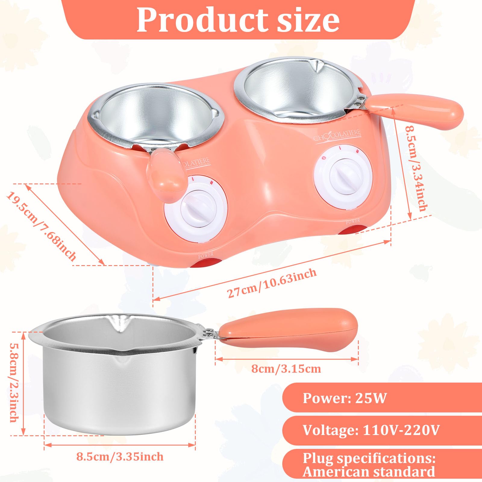 2 in 1 Electric S'mores Maker & Fondue Pot - Dual Melting Chocolate Warmer for Cheese, Candy & Butter - Food Grade Mini Electric Chocolate Melter with Double Pots - Perfect for Parties, Camping & Family Gatherings
