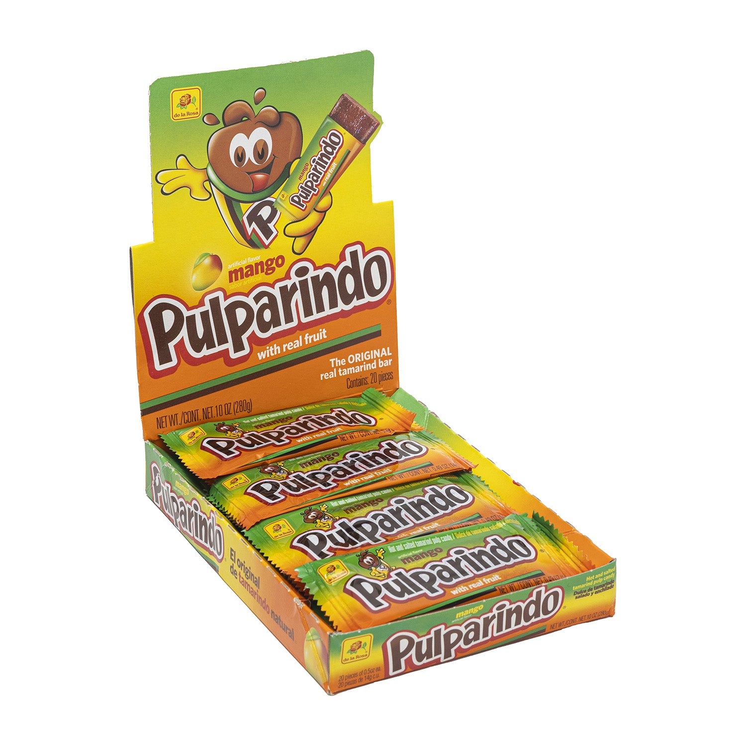 De La Rosa Pulparindo Mango Candy - 20 Count Box | Authentic Mexican Tamarind Candy | Perfect for Parties, Snacking & Gifting