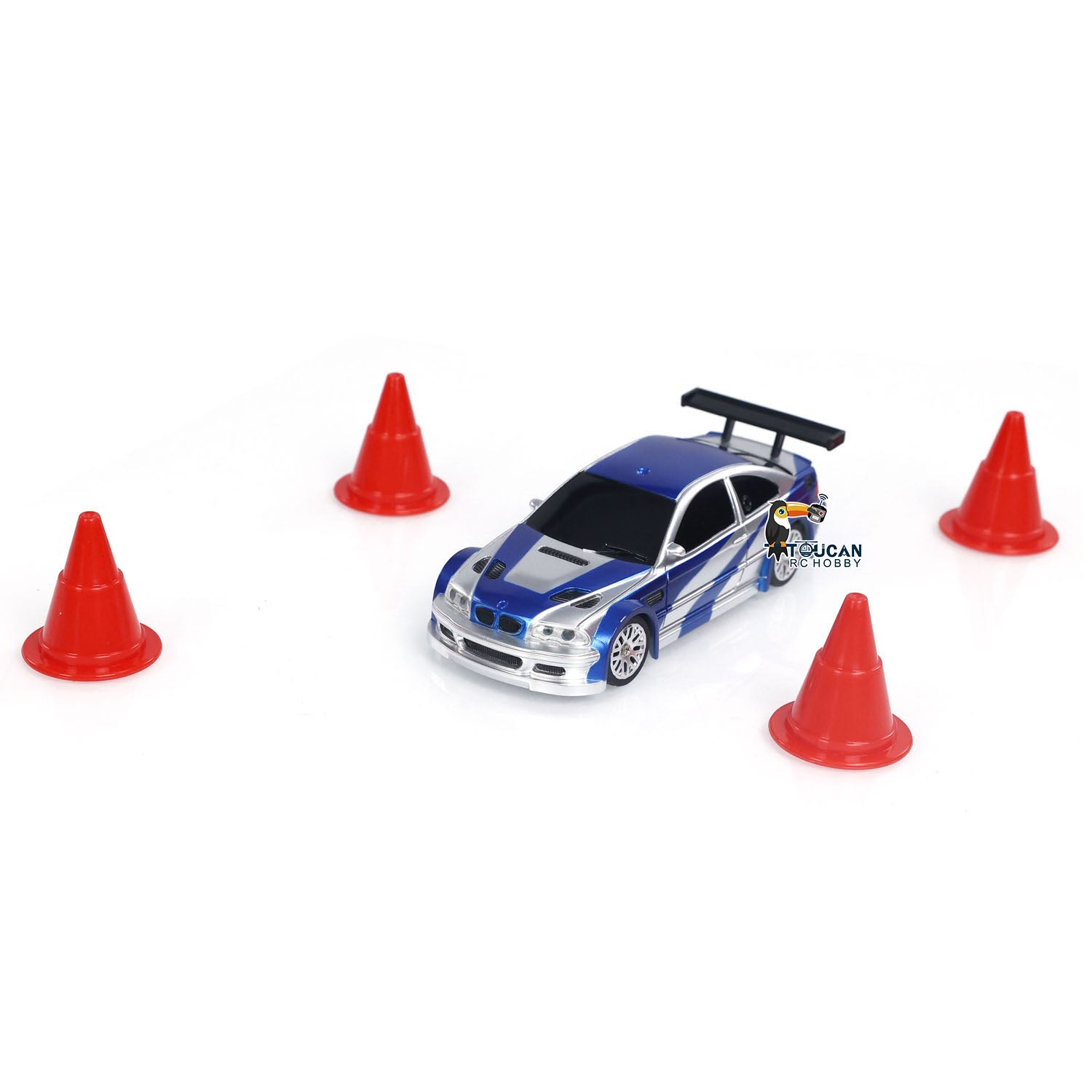 1/43 Scale 4WD RC Drift Car Toy - 2.4GHz Radio Control, High Speed Ready-to-Run Mini Race Car Set with LED Lights & Traffic Cones (4-Piece) - Perfect for Indoor Racing, Birthday Gifts & Kids Playtime