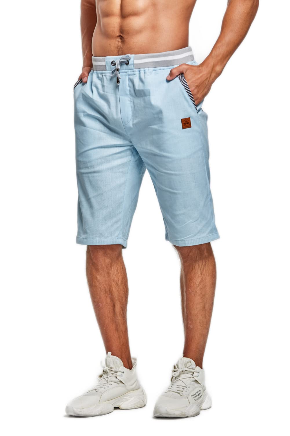 STICKON Men's Casual Classic Fit Drawstring Shorts - Elastic Waist, Pockets - Summer Beach, Gym, Running, Travel & Lounge Shorts for Men