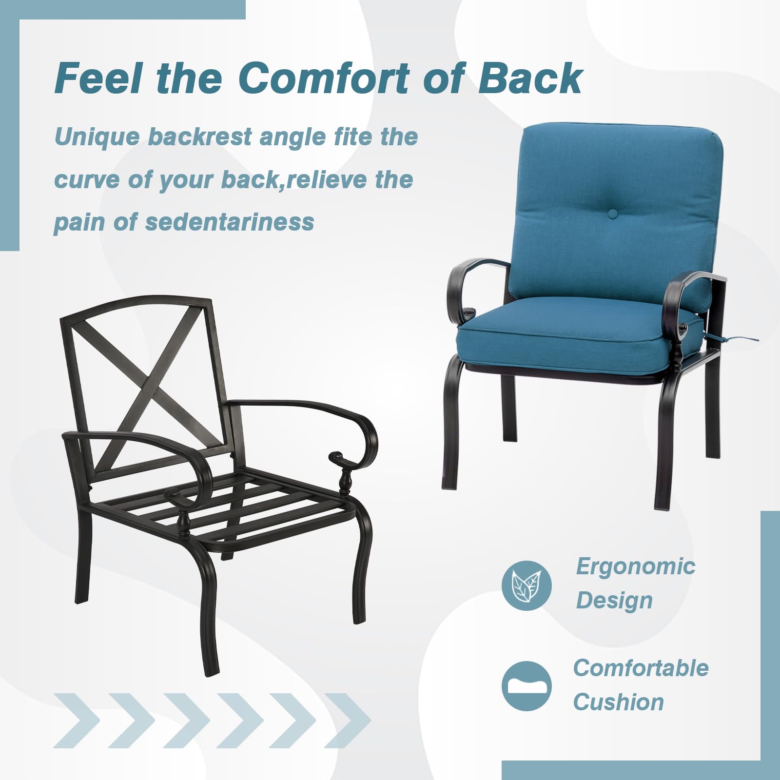 2-Piece Outdoor Patio Bistro Chair Set - All-Weather Metal Garden Dining Furniture in Peacock Blue - Perfect for Backyard, Balcony, and Poolside Relaxation