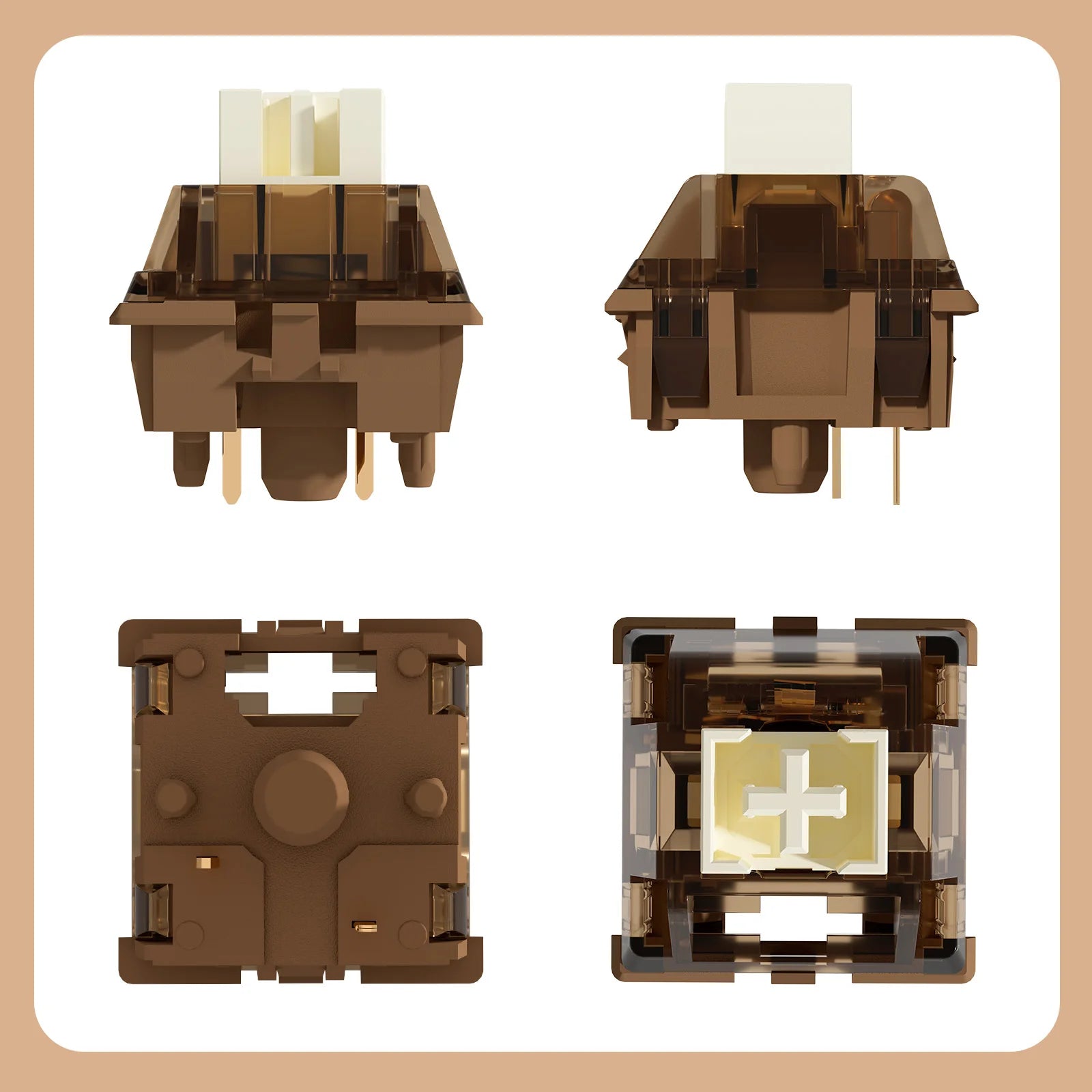 YUNZII Cocoa Cream V2 Linear Mechanical Keyboard Switches - Smooth & Quiet Gaming Switches for Custom Keyboards (PC, Mac, Typing, Gaming)