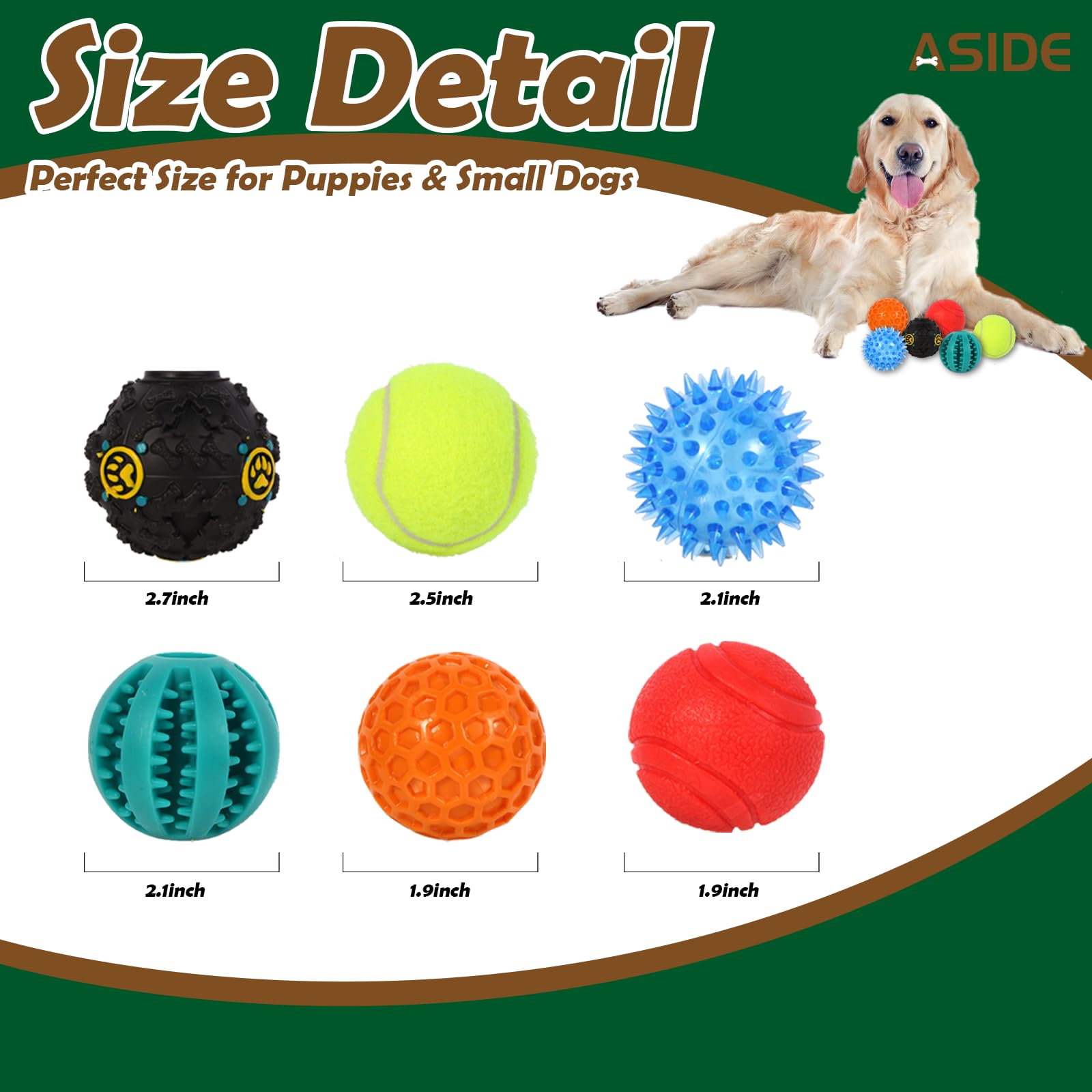 6 Pack Dog Balls - Puppy Chew Toys for Small Dogs with Squeaky Sounds | Interactive Dog Toys for Training & Playtime | Perfect for Indoor & Outdoor Activities