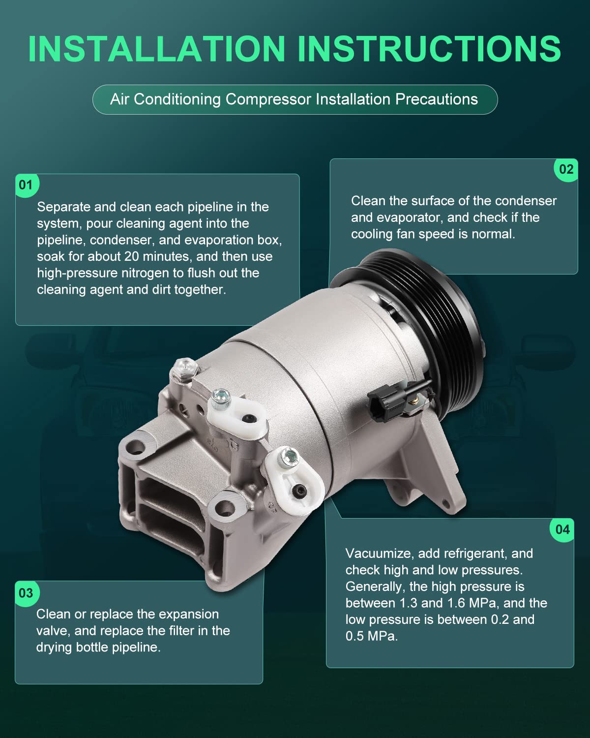 SCITOO AC Compressor Compatible with Nissan Altima 3.5L 2002-2006 & Nissan Maxima 3.5L 2003-2007 - High Performance Air Conditioning Compressor for Smooth Cooling in Summer Driving