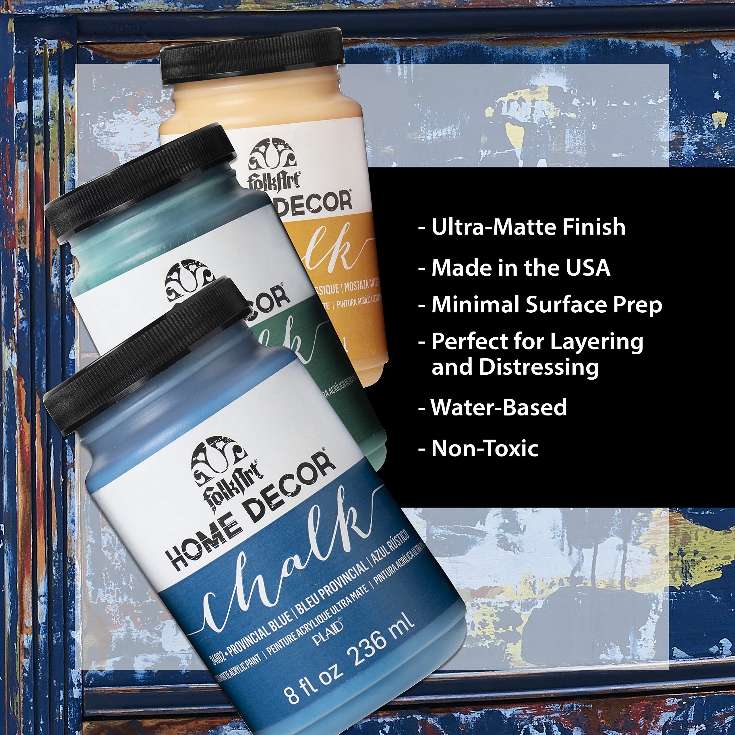 FolkArt Multi-Surface Chalk Paint for Furniture & Crafts - 8 oz (Cascade, 34159) - Perfect for DIY Home Decor, Chalk Painting Projects & Upcycling Furniture