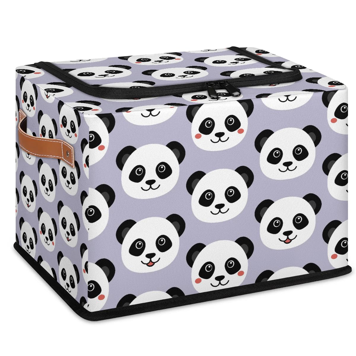 Cute Panda Fabric Storage Bins with Zipper Lid - Kawaii Animal Storage Baskets for Clothes & Organizing - Stackable Cube Bin Boxes with Steel Frame for Shelf, Closet & Home Organization (2 Pack) - Perfect for Kids' Room, Nursery & Toy Storage