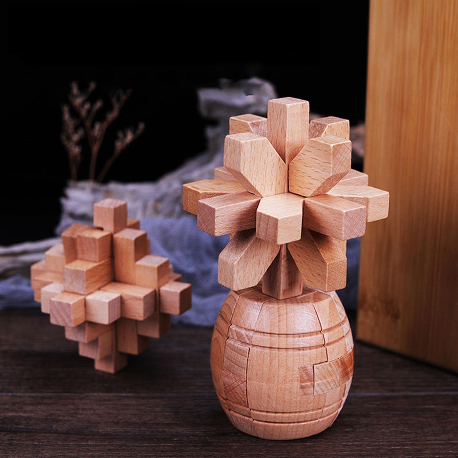 Enakshi Wooden Puzzle Brain Teaser - 6-Piece Educational Toy Set for Kids & Adults - Perfect for Birthday Party Favors, Classroom Learning & Family Game Night