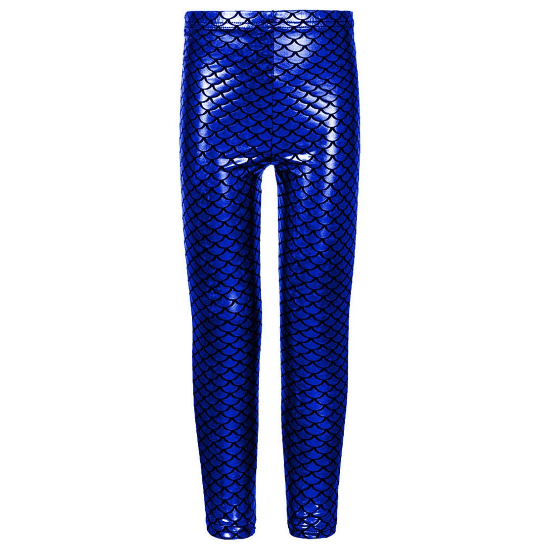 Loxdonz Girls Mermaid Scale Stretch Leggings - Soft High Waist Toddler & Baby Tight Pants for Dance, Playtime & Everyday Wear