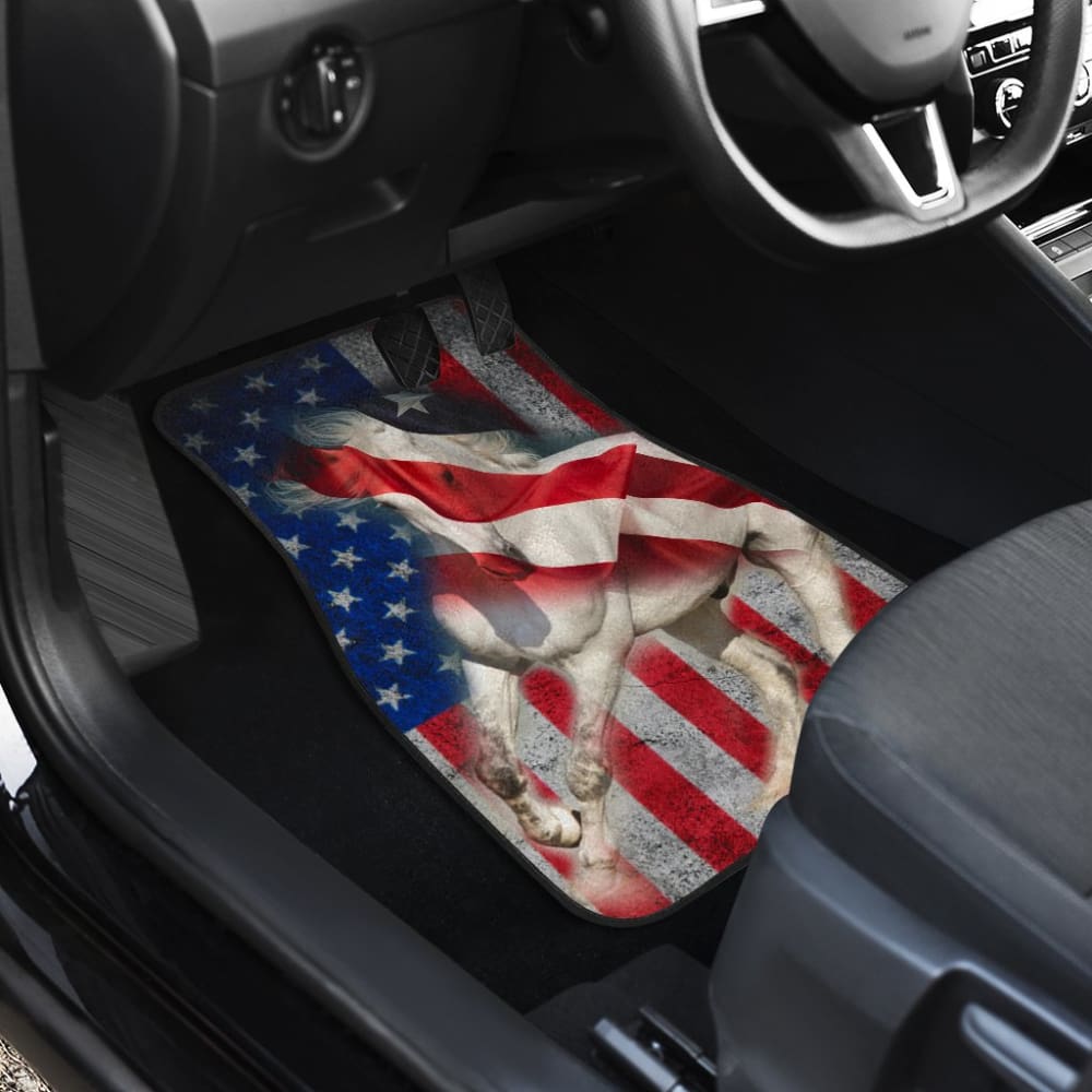 American Flag Big Horse All-Weather Car Floor Mats - Heavy Duty Protection for Trucks, SUVs & Sedans | Perfect for Off-Road, Work & Daily Commute