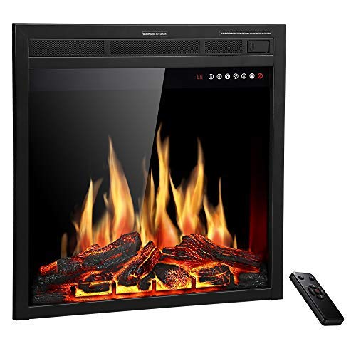 JAMFLY 23'' Electric Fireplace Insert - Freestanding Heater with Realistic Flame Effect, 1500W Energy Efficient, Perfect for Living Room, Bedroom & Office (Black)