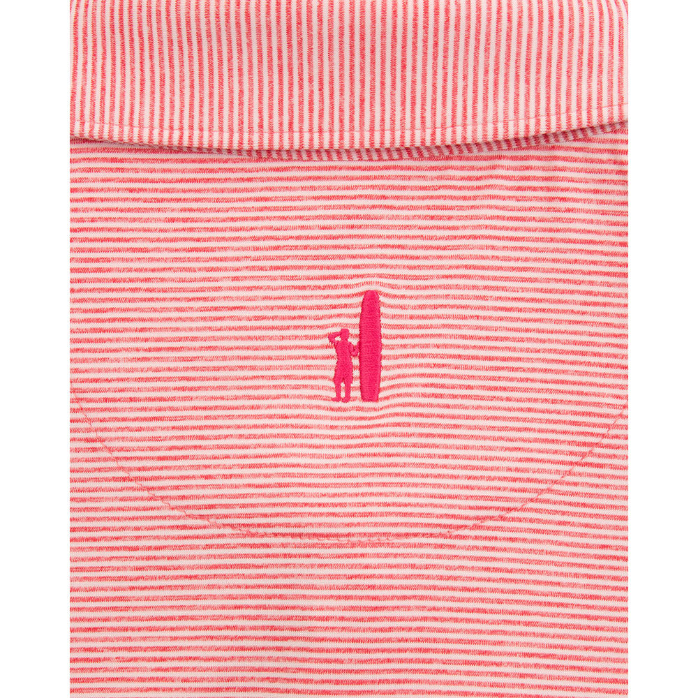 Johnnie O Lyndon Performance Pinstripe Polo Shirt for Men - Premium Cotton Golf & Casual Wear - Azalea Pink (Ideal for Golf, Business Casual & Summer Outings)