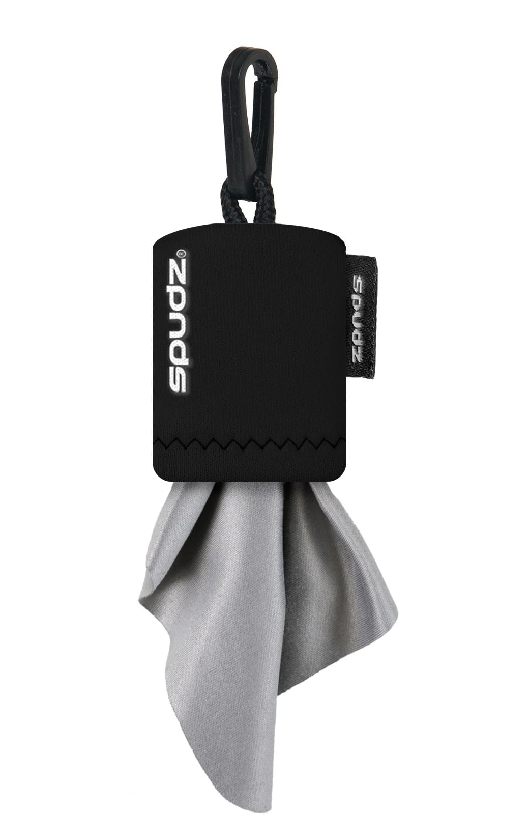 SPUDZ Classic Microfiber Cloth - Premium Screen & Lens Cleaner (6x6 Inches, Black) - Open Bottom Design for Easy Access - Perfect for Glasses, Phones, Cameras & Electronics