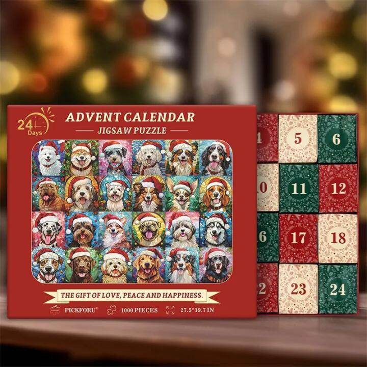 1000-Piece Christmas Advent Calendar Puzzle | Dog-Themed Holiday Jigsaw Puzzle for Adults & Kids – Perfect for Family Bonding & Festive Decor