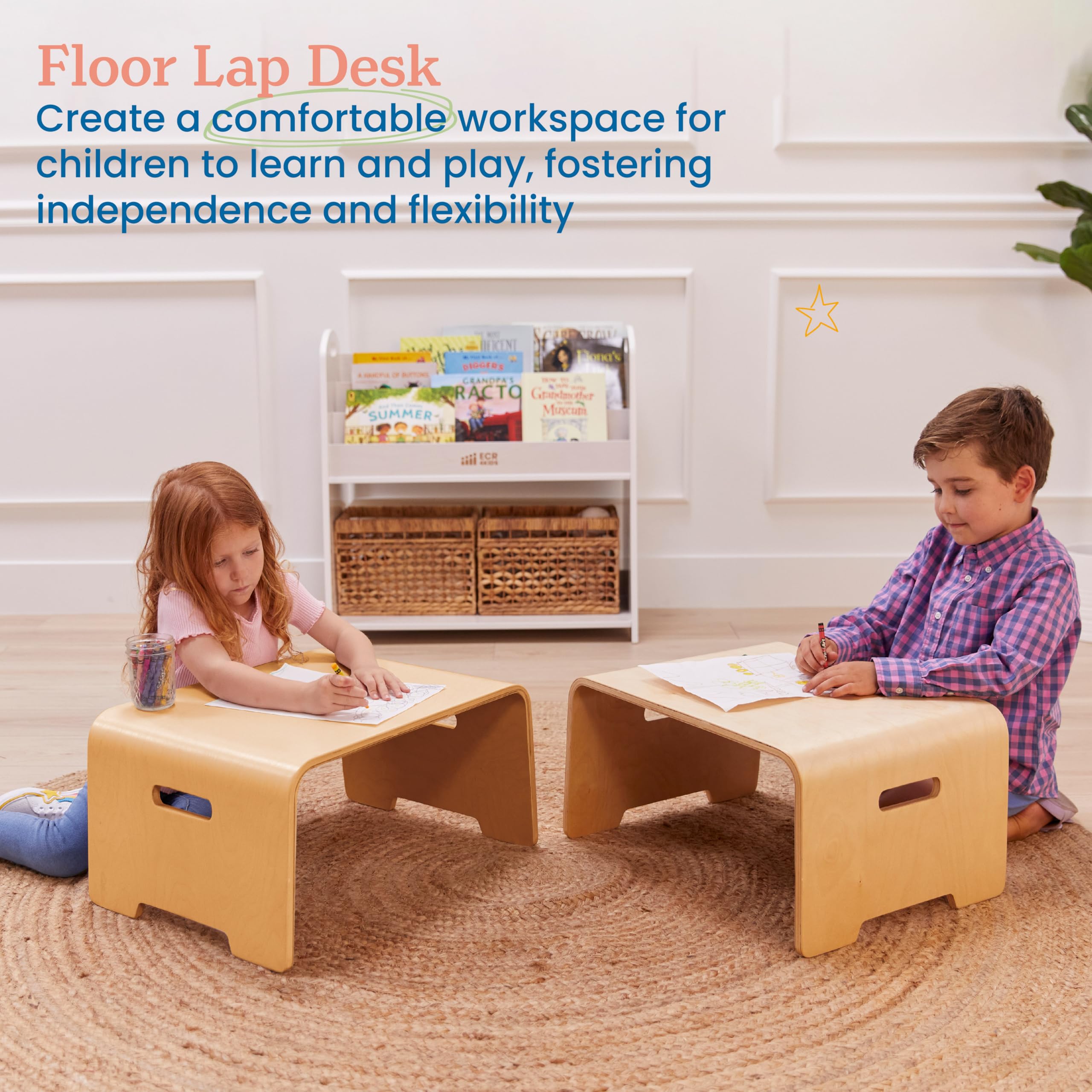 ECR4Kids Natural Wood Bentwood Lap Desk with Handles - Portable Kids Activity Table for Drawing, Writing & Learning - Perfect for Homeschool, Classroom & Bedroom Use