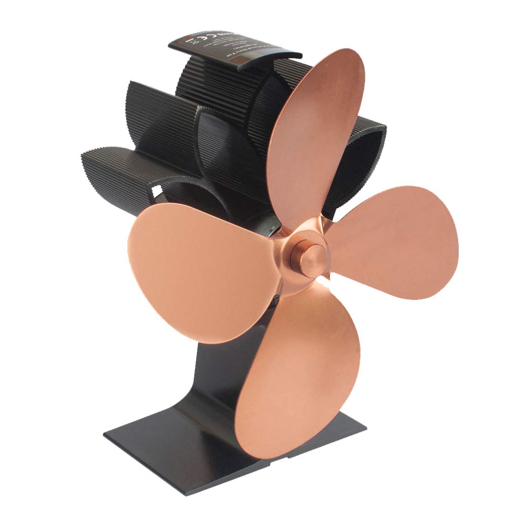 VOSAREA Grey Indoor Stove Fan with Blades - Efficient Wood Burning Fireplace Fan for Home, Circulates Warm Air & Saves Fuel - Perfect for Fireplace, Wood Stove, and Indoor Firepit Heating