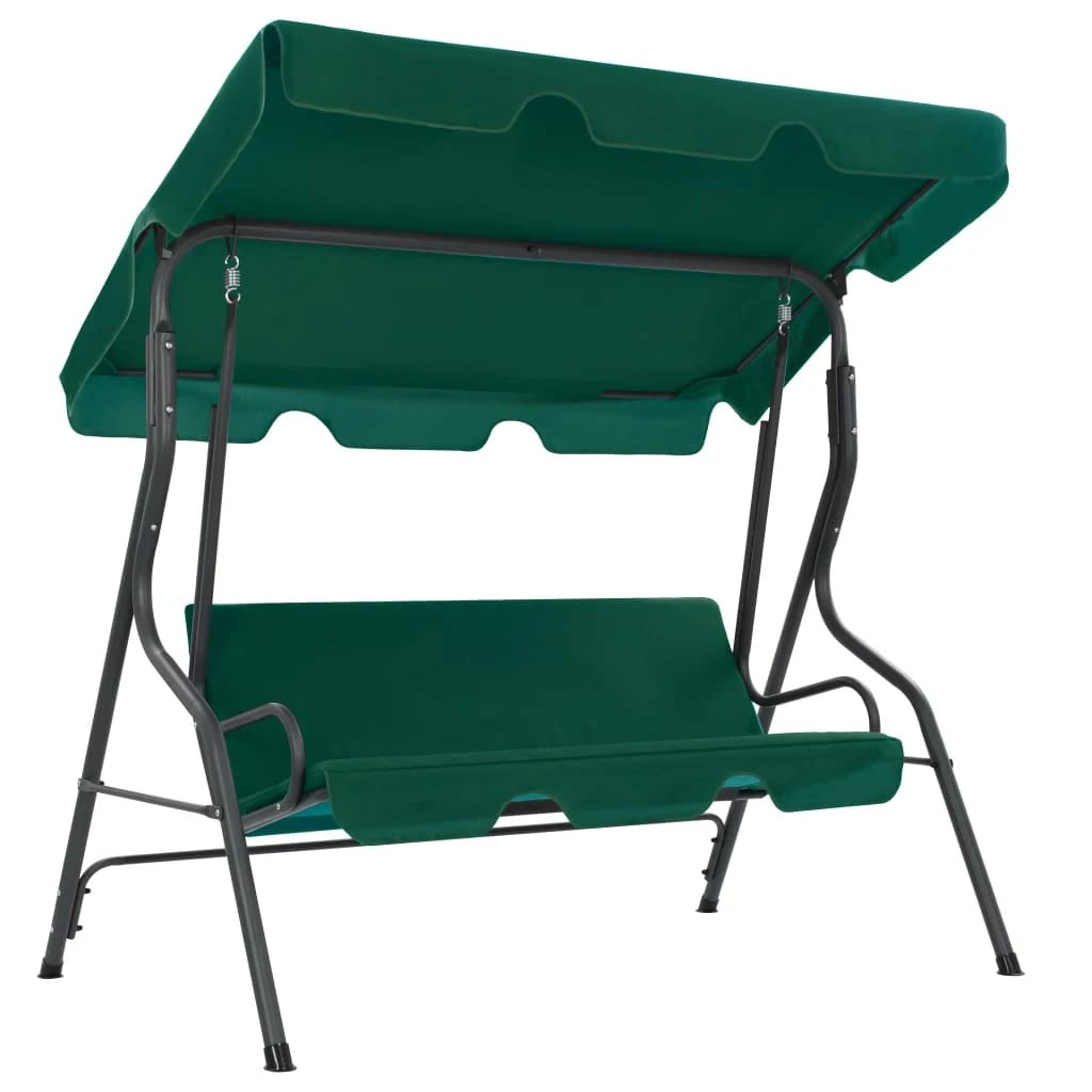 vidaXL Green Fabric Garden Swing Bench with Canopy - Hammock Chair for Outdoor Lounge Seating - Perfect for Patio, Balcony, Backyard, Terrace & Porch Relaxation | Durable Weather-Resistant Home Furniture for Summer Lounging & Backyard Getaways