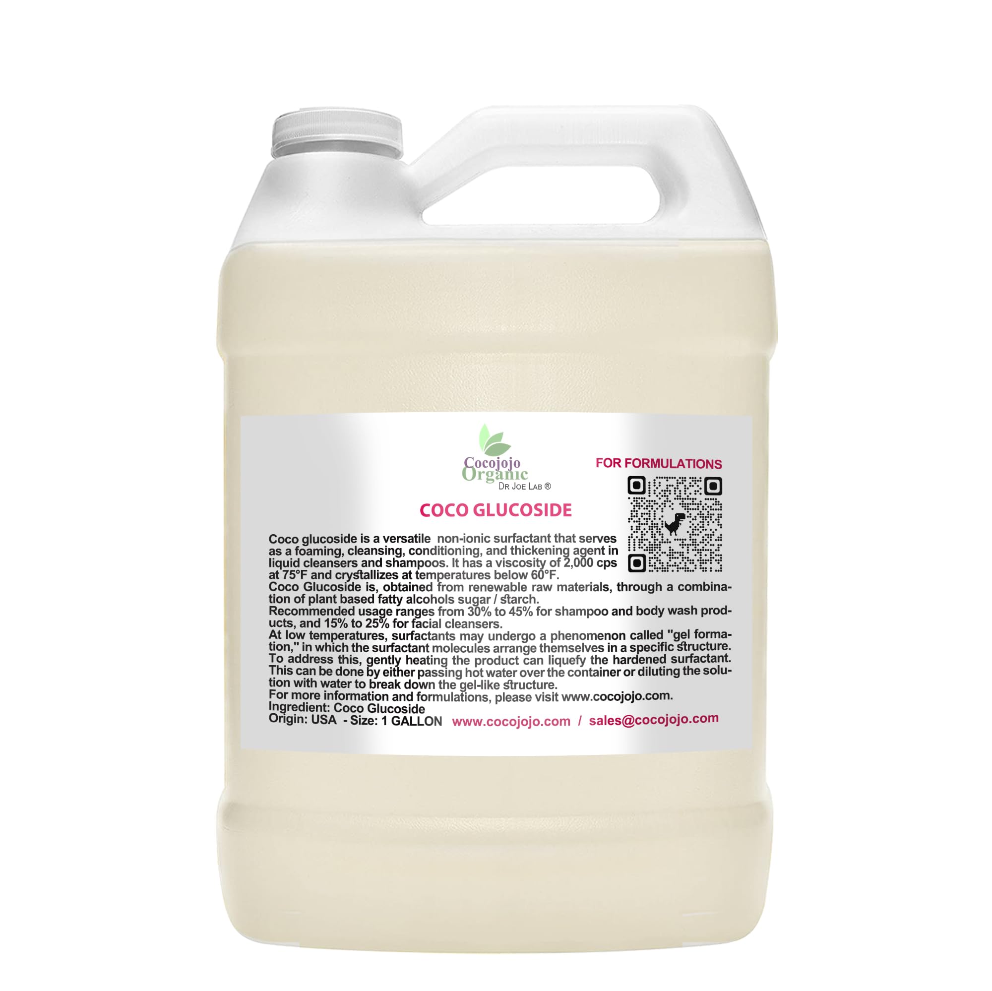 **Cocojojo Coco Glucoside Natural Surfactant - Plant-Based Soap Making Ingredient for DIY Shower Gel, Face Wash & Body Wash - Gentle & Eco-Friendly - 1 Gallon (Pack of 1) - Perfect for Homemade Skincare & Natural Cleaning Products**