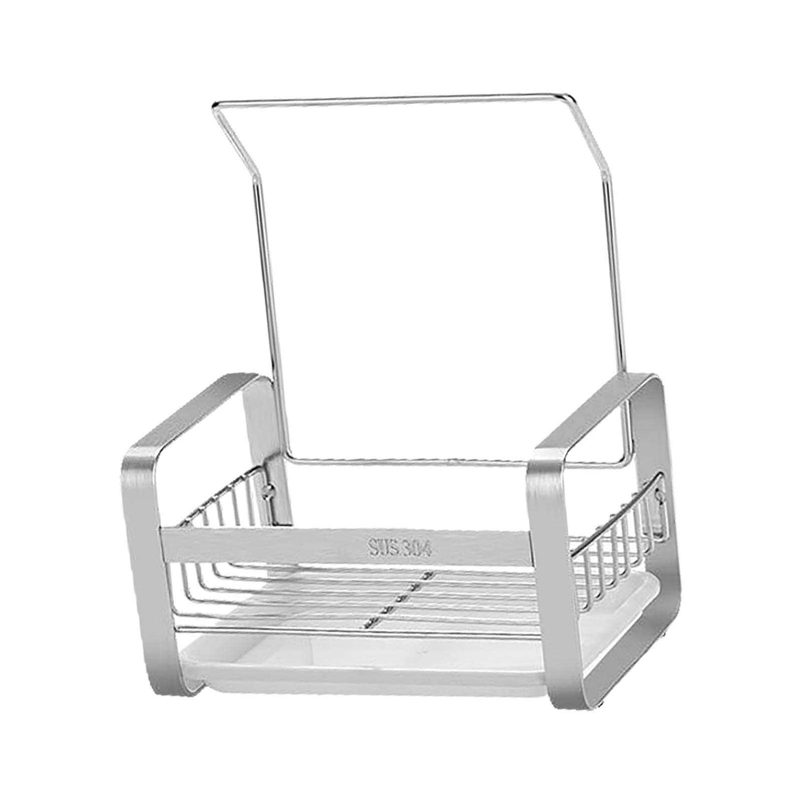 Stainless Steel Sink Sponge Holder with Drain Tray - Anti-Slip Dishcloth Organizer & Drying Rack for Kitchen Countertop - Perfect for Washing Dishes, Cleaning Utensils & Keeping Kitchen Organized (Silver)