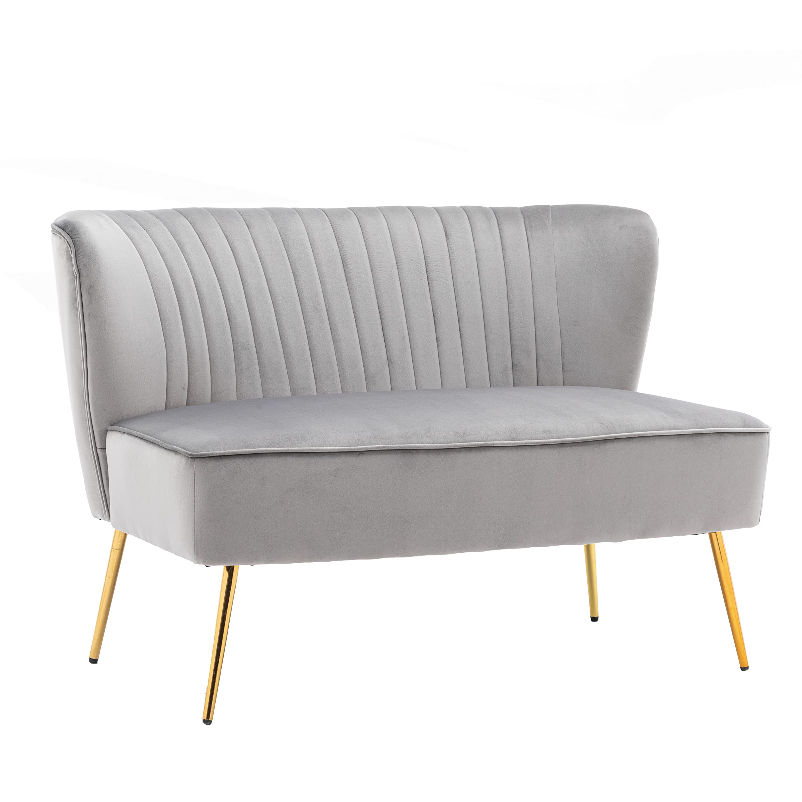 ZOBIDO Modern Velvet Loveseat Sofa Twin Size - Contemporary Upholstered Couch for Small Spaces, Living Room & Bedroom - Soft Grey Velvet Fabric (Perfect for Apartments, Dorms & Cozy Home Decor)