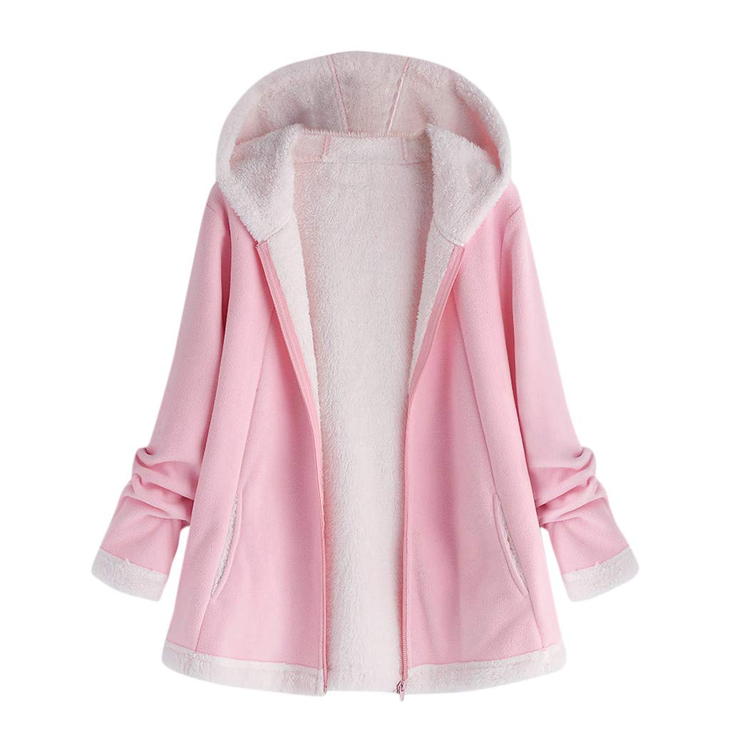 Women's Winter Plush Hoodie Coat - Fleece Lined Long Sleeve Zipper Jacket with Pockets for Outdoor Activities, Casual Wear & Cold Weather Fashion