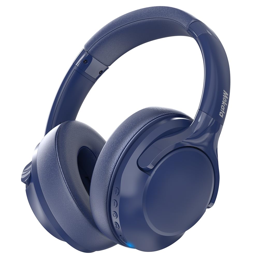 Bluetooth 5.3 Wireless Over Ear Headphones with Microphone - 68H Playtime, HiFi Stereo, Deep Bass, 6 EQ Modes, Foldable & Lightweight - Perfect for Travel, Home Office, Gaming & Cellphone Use (Blue)