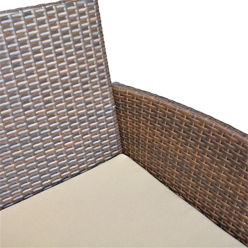 Jeco W00609-E Conor 4-Piece Steel Espresso Resin Wicker Patio Conversation Set with Tan Cushions - Outdoor Furniture for Garden, Deck, Poolside & Backyard Relaxation