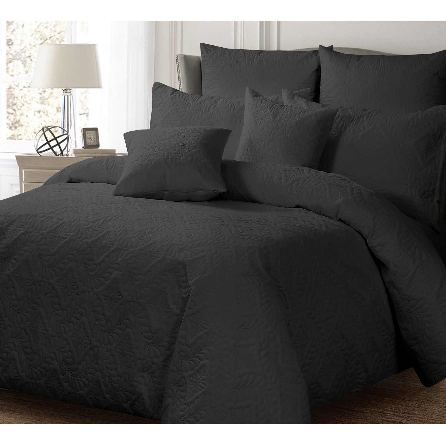 Ashton Charcoal Quilt Cover Set - Premium 100% Cotton Bedding by Georges Fine Linen - Soft & Breathable Queen Size Quilt Cover for Cozy Bedroom Decor