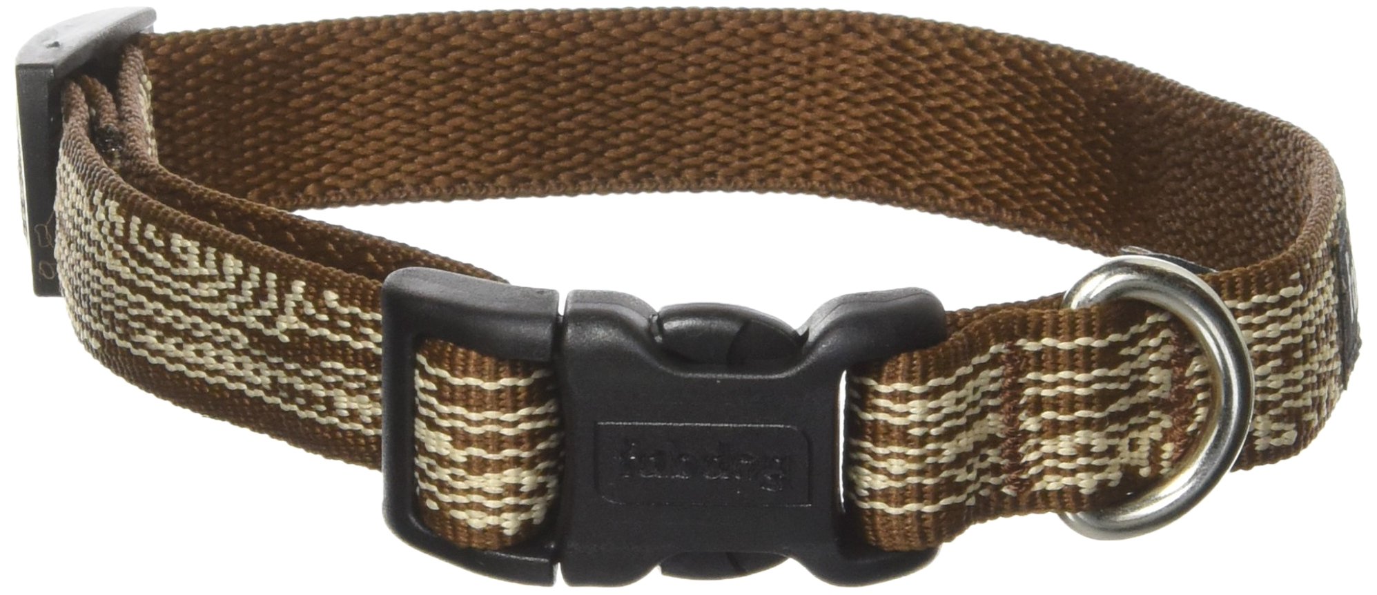 fabdog Faux Bois Wood Grain Dog Collar - Brown, Small Size - Perfect for Daily Walks, Training & Outdoor Adventures