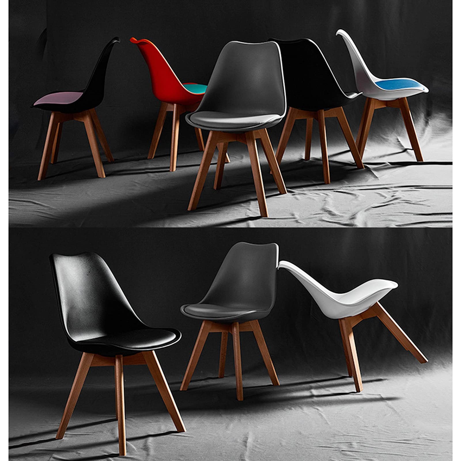 Modern Upholstered PU Faux Leather Dining Chairs with Beech Wood Legs - Set of 4, Grey Contemporary Side Chairs for Kitchen, Dining Room, Living Room & Bedroom - Perfect for Family Gatherings & Home Decor