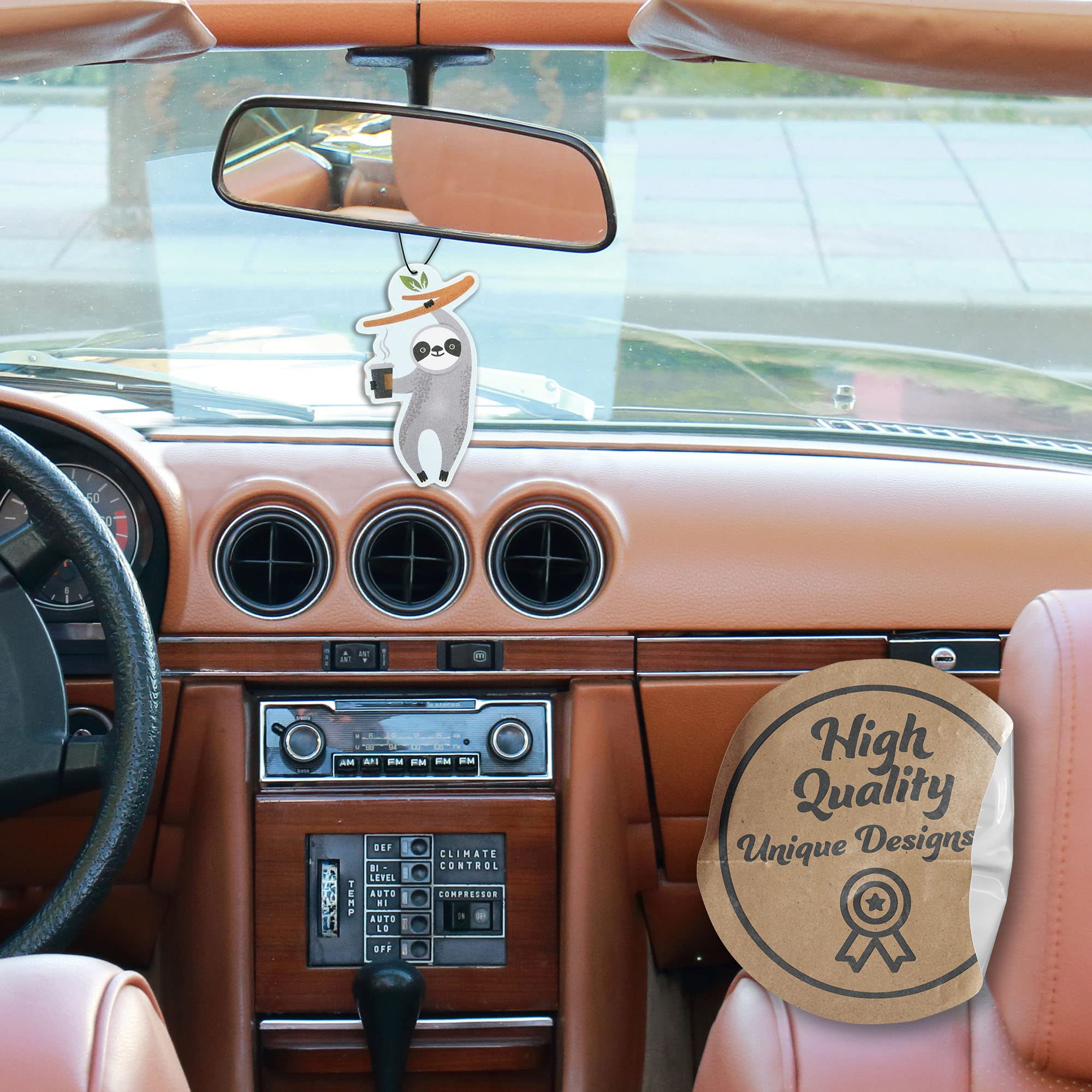 Natural Essential Oil Sloth Car Air Freshener (6 Pack) - Cute & Long-Lasting Aroma for Cars, Offices & Home Decor