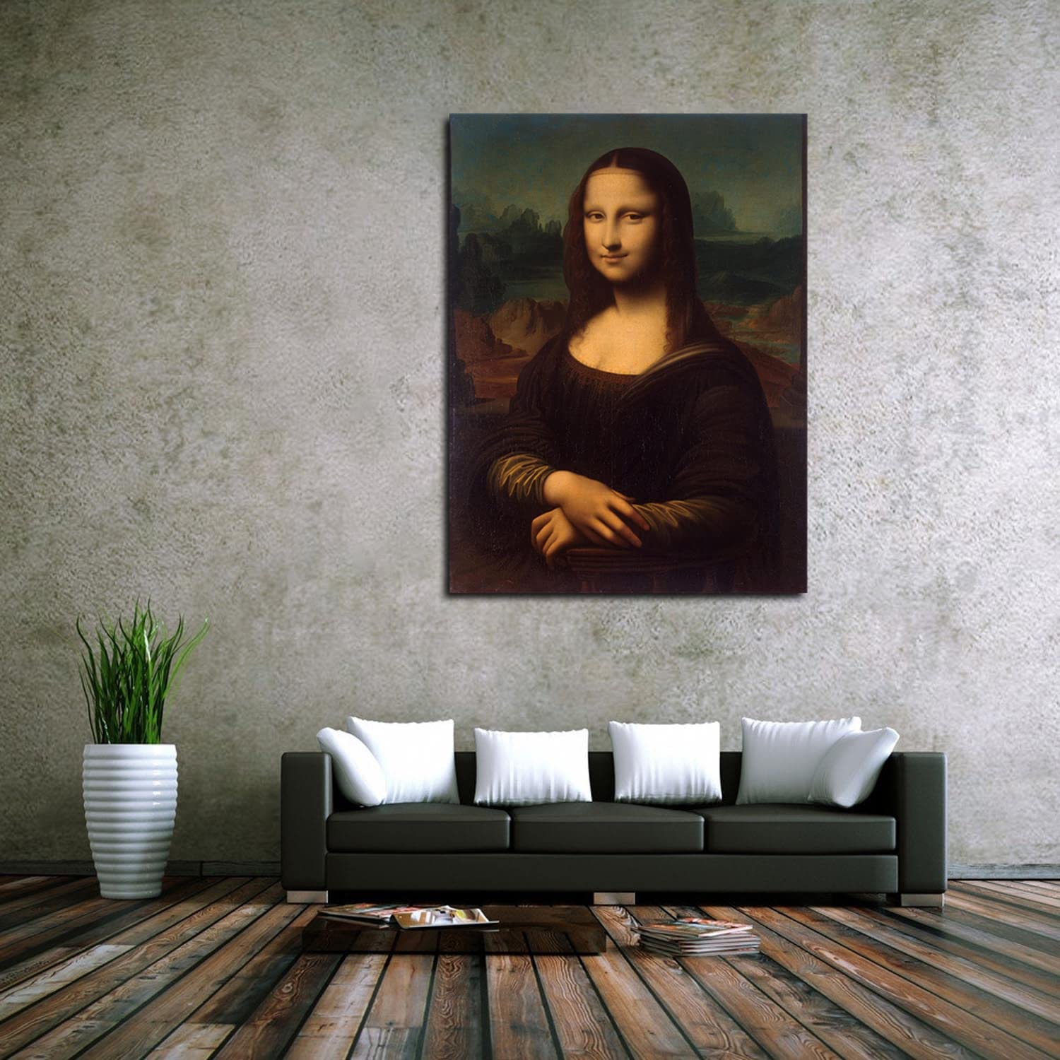 Da Vinci Mona Lisa Framed Canvas Wall Art - Large Ready to Hang Painting for Bedroom, Office & Living Room Decor | Renaissance Home & Office Decorations