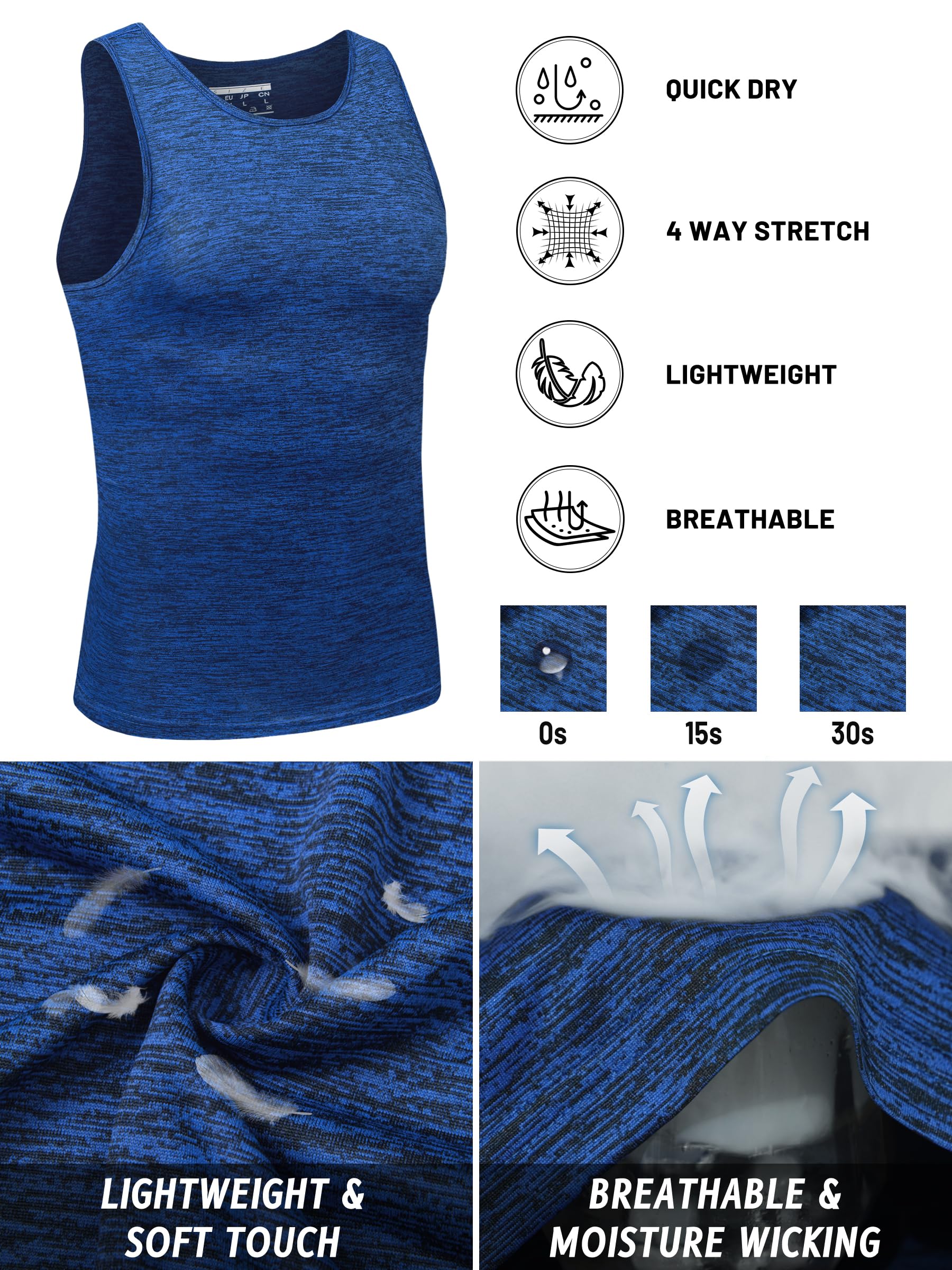 TACVASEN Men's Quick Dry Sleeveless Tank Top - Breathable Workout Shirt for Gym, Bodybuilding & Athletic Performance | Moisture Wicking Muscle Tee for Running, Training & Summer Outdoor Activities