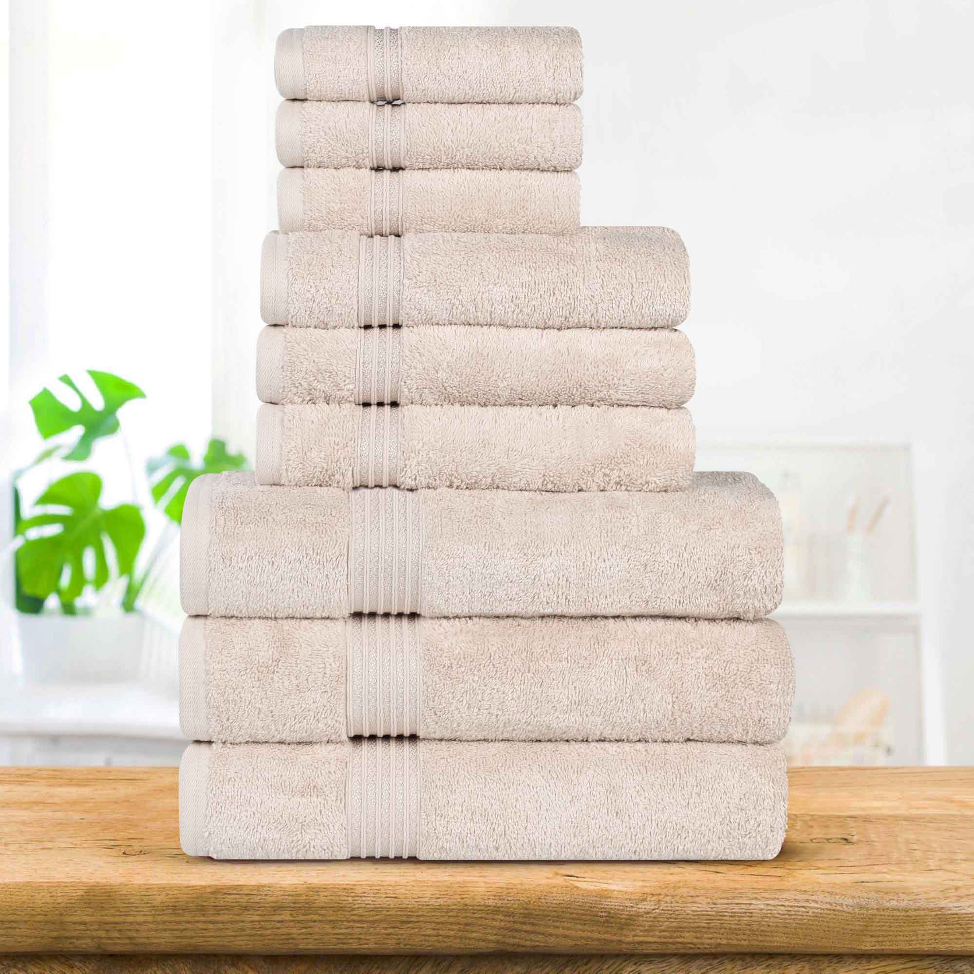 Premium Egyptian Cotton 9-Piece Bath Towel Set - Ultra Soft, Highly Absorbent, Quick-Drying - Perfect for Spa, Bathroom & Luxury Home Use