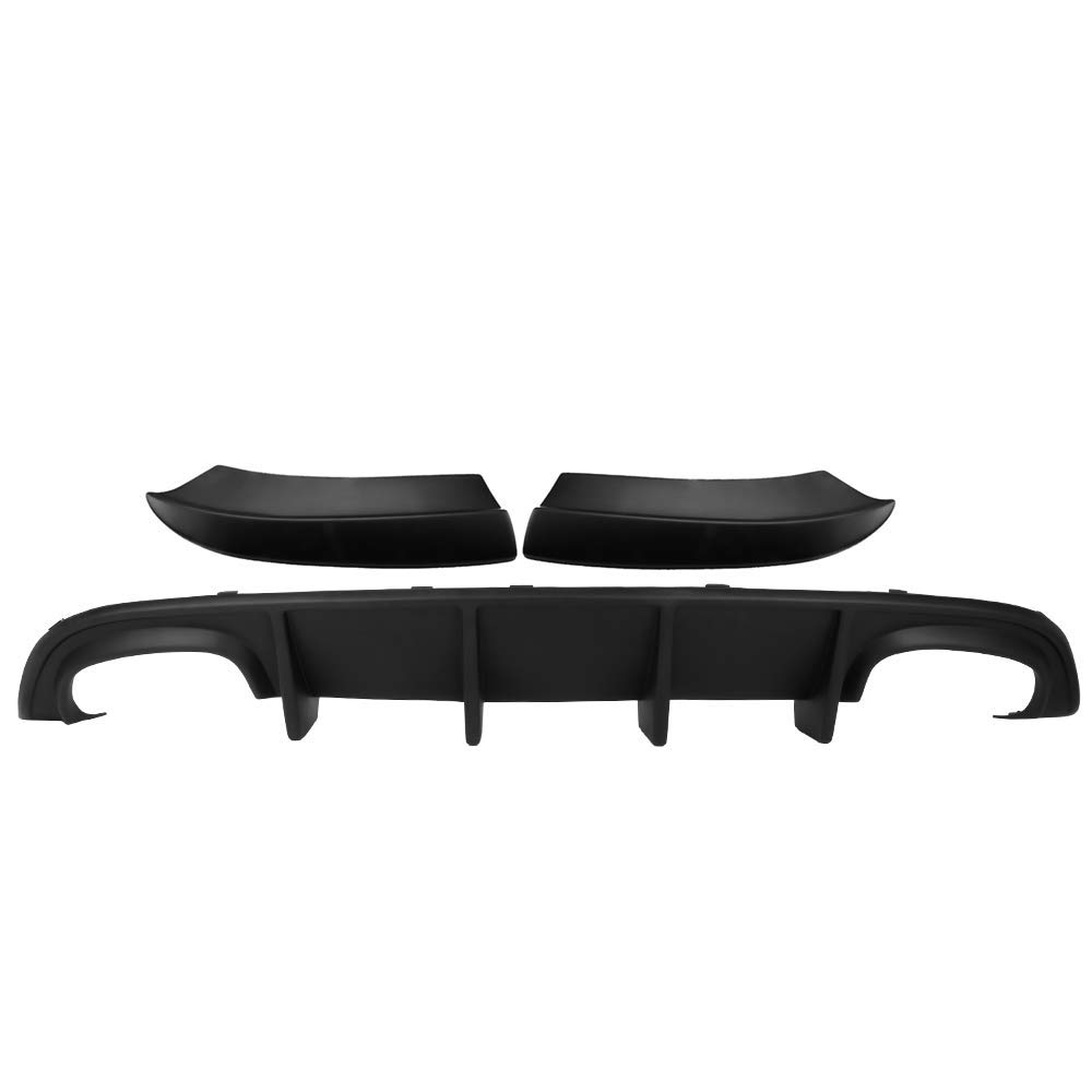 IKON MOTORSPORTS Rear Diffuser & Side Skirts for 2015-2023 Dodge Charger SRT - Quad Exhaust Unpainted PP 4-Fin Rear Lip Spoiler Valance - Aggressive Styling Upgrade for Street & Track Performance