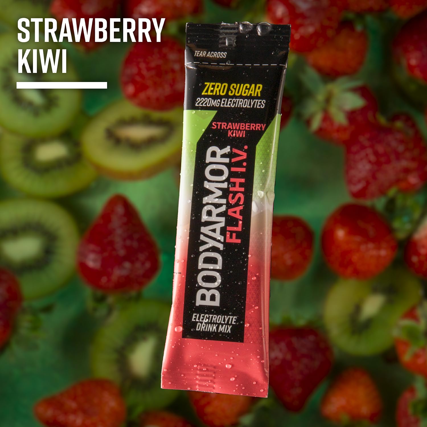 BODYARMOR Flash IV Electrolyte Packets - Strawberry Kiwi Zero Sugar Drink Mix with Coconut Water Powder, 15 Single Serve Packs | Hydration for Workouts, Sports & Outdoor Activities