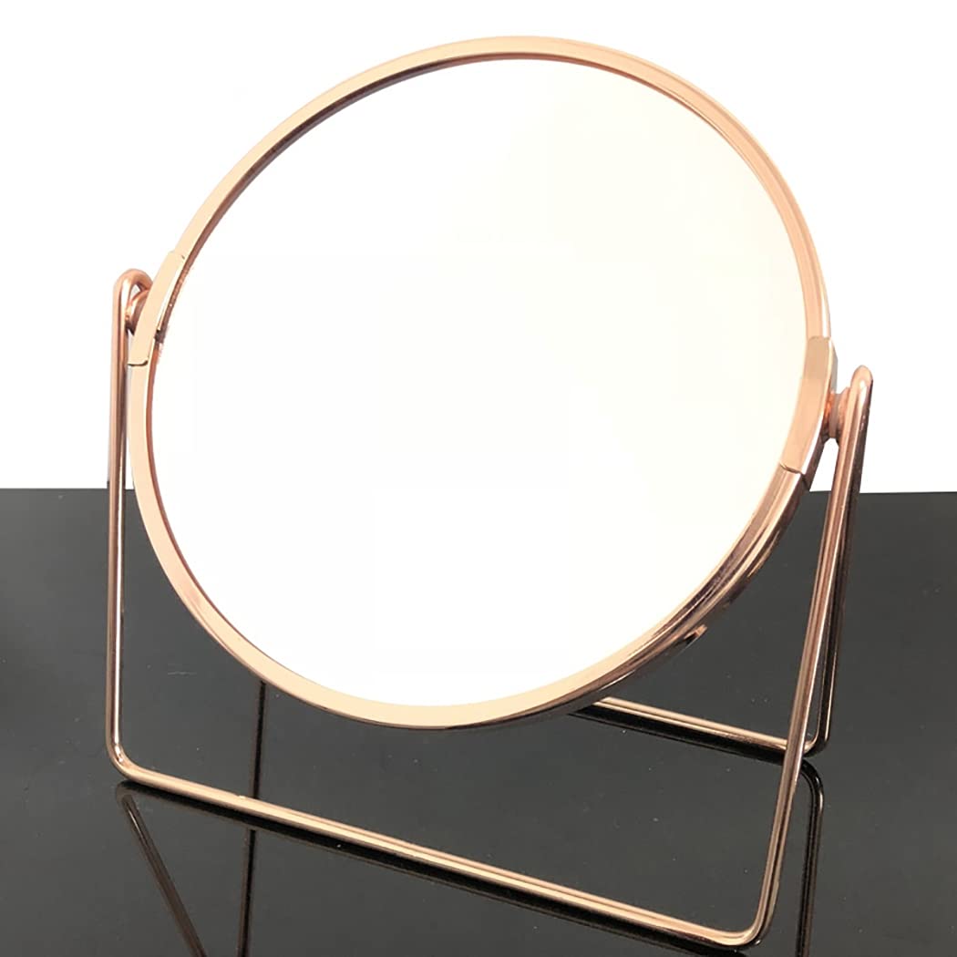 360° Rotating Double-Sided Metal Makeup Mirror - Electroplated Sturdy Vanity Mirror for Home & Travel | Perfect for Dressing Table, Bathroom & Portable Beauty Use