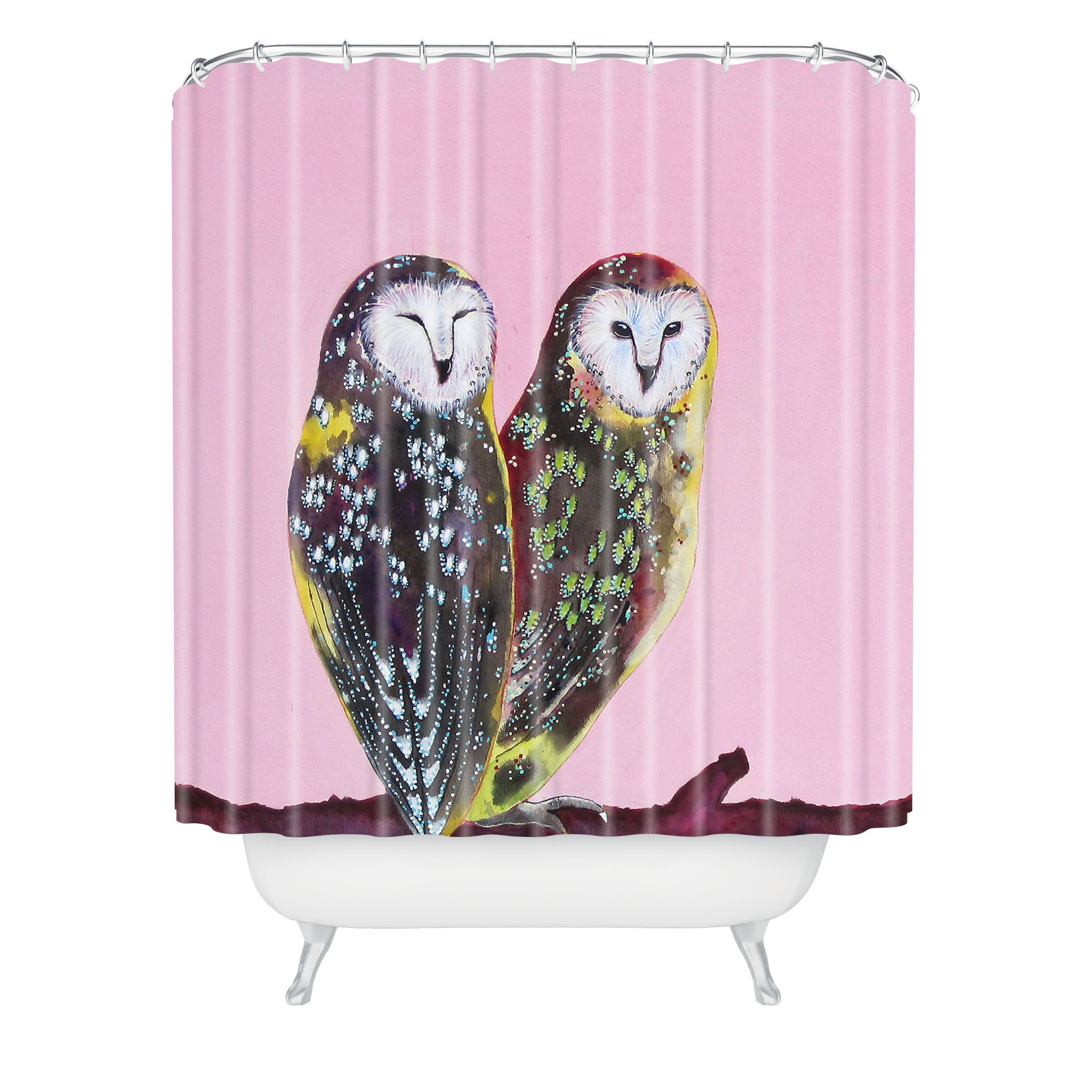 Deny Designs Clara Nilles Chocolate Mint Chip Owls Shower Curtain - 69