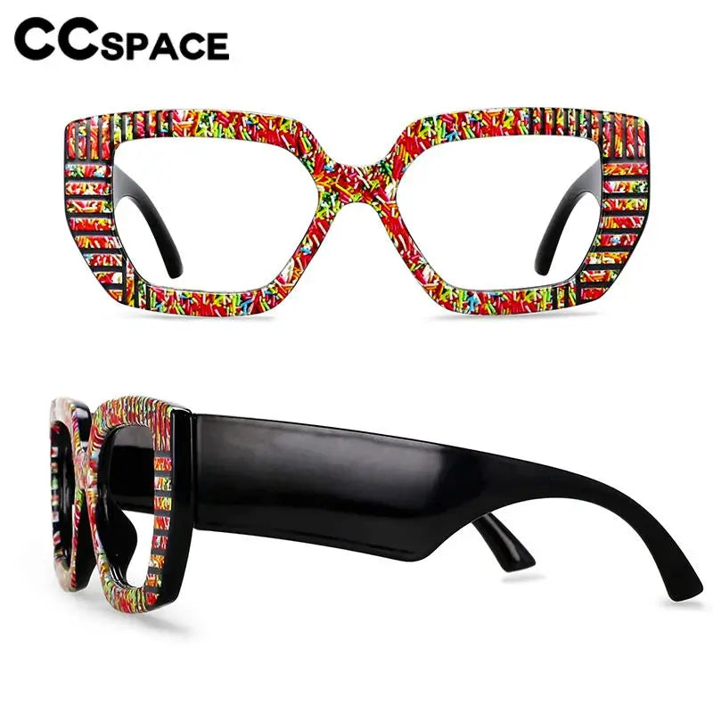 CCspace Women's Full Rim Large Square Plastic Reading Glasses R57095 - Stylish & Comfortable for Reading, Working, and Computer Use