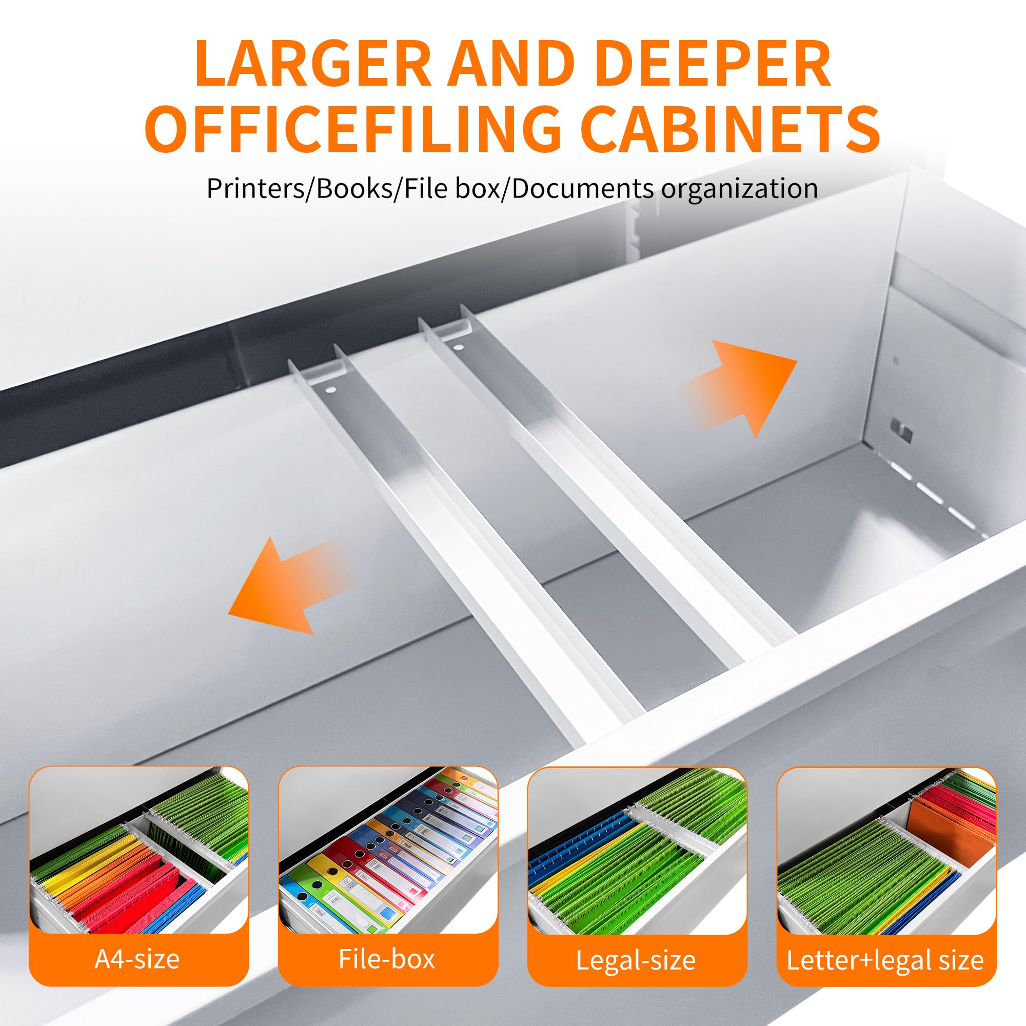 Heavy Duty 3-Drawer Locking Metal Filing Cabinet for Home & Office - Wide Lateral Steel File Cabinet for Legal/Letter Size Documents (Assembly Required) | Perfect for Organizing Files, Records & Office Supplies