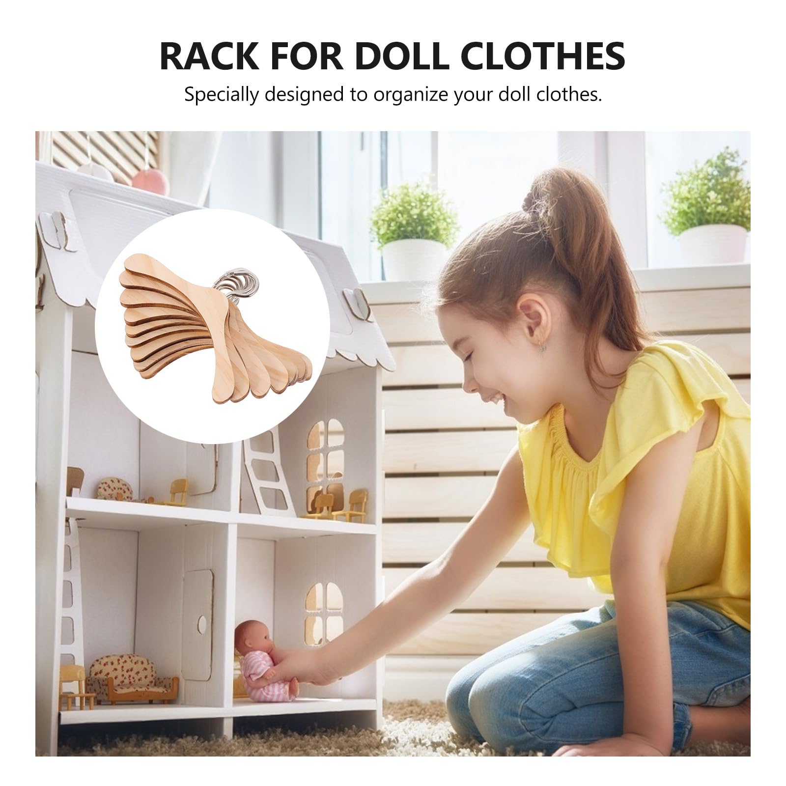 10pcs Mini Wooden Doll Clothes Hangers - 10cm Tiny Hangers for Dollhouse Wardrobe, Doll Closet Accessories - Perfect for Barbie, American Girl & DIY Doll Clothes Organization