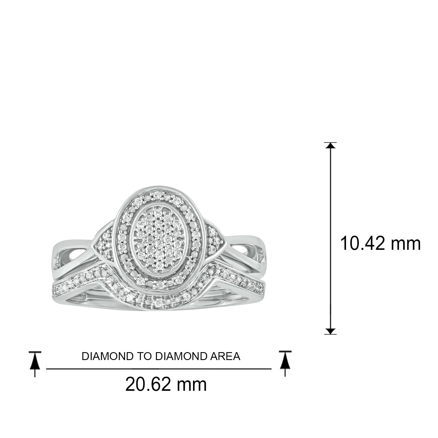 1/6ct Round White Diamond Sterling Silver Cluster Wedding & Bridal Ring Set for Women – Elegant Engagement, Anniversary & Special Occasion Jewelry Gift