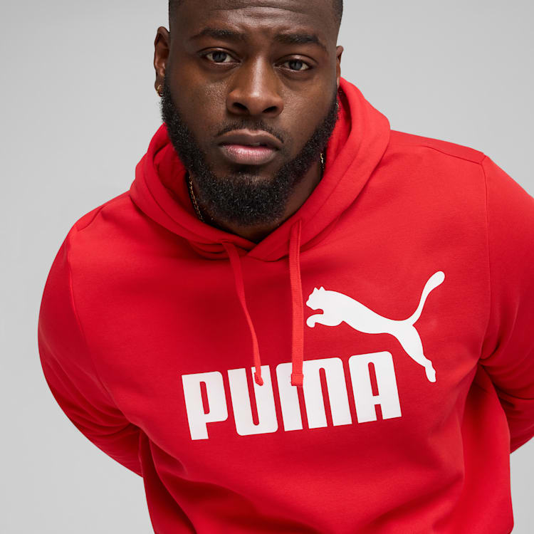 PUMA Men's Essentials Logo Fleece Hoodie - Red, Comfortable & Stylish Pullover for Casual Wear, Gym, and Outdoor Activities